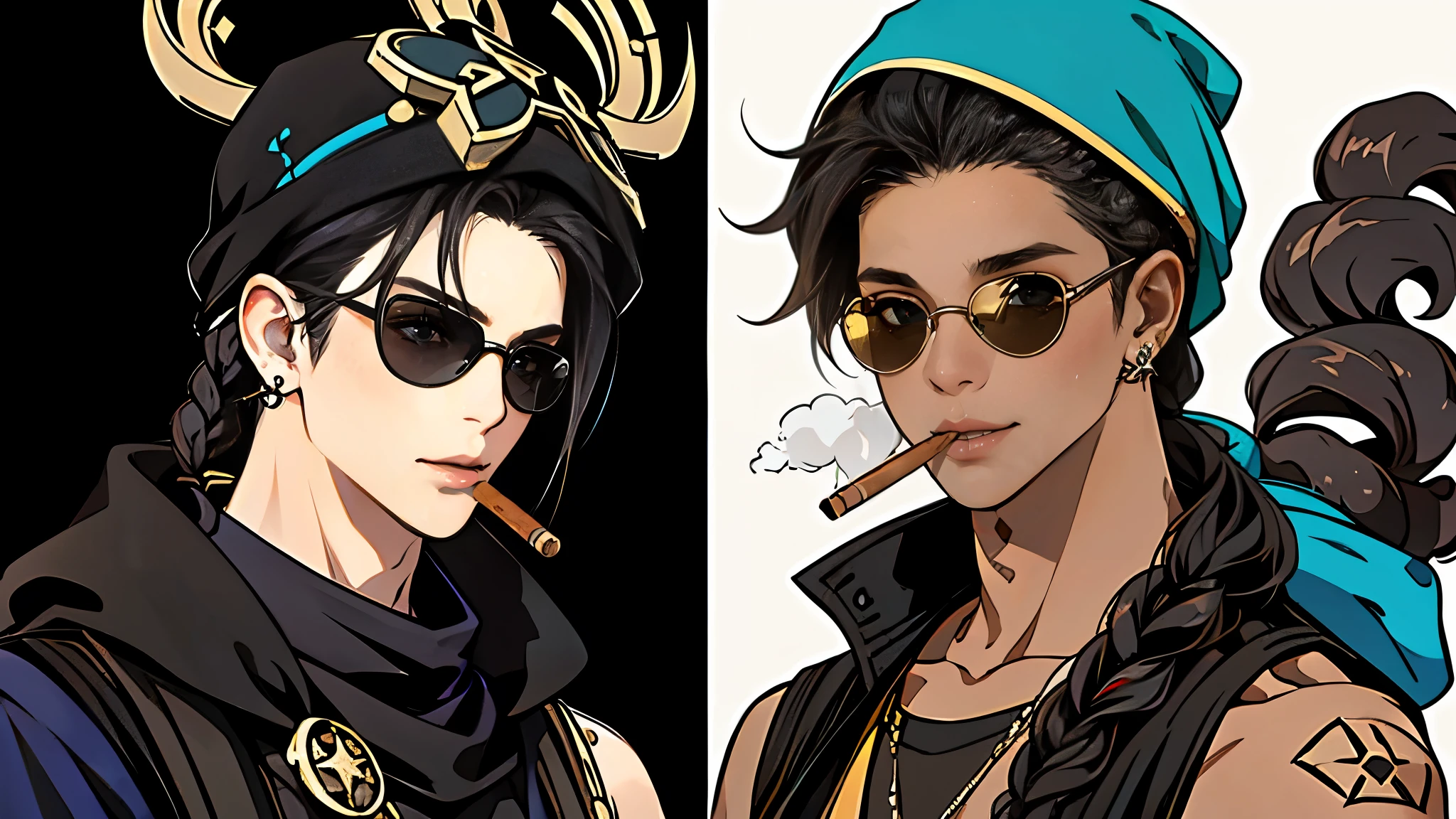2 menino, Sozinhos, homens negros, bonitos, braid hair, star sunglasses, smoke, cigarro, tough, piercings, tatuagens, gorro, sorriso pretensioso, Rua