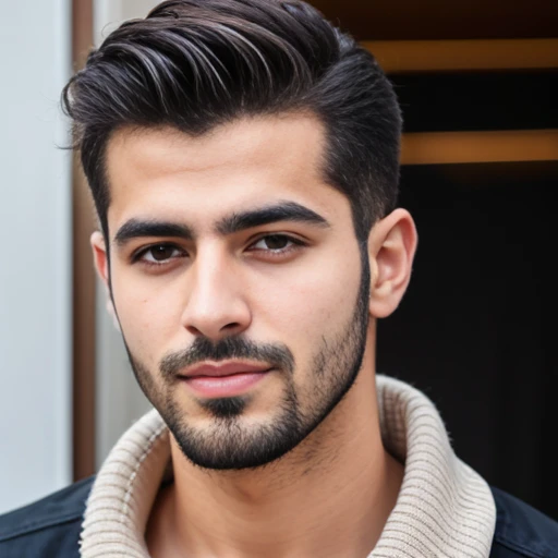 4k photo of a handsome Syrian man, short hair focus on the face