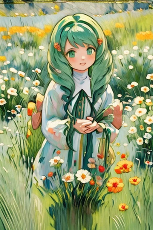 (masterpiece, ultra-detailed, high resolution, best quality:1.2), (Oil Painting stick:1.2), (anime:1.1), 1girl, solo, face, close up, focus, (Flayn:1.1), smile, (garden)
