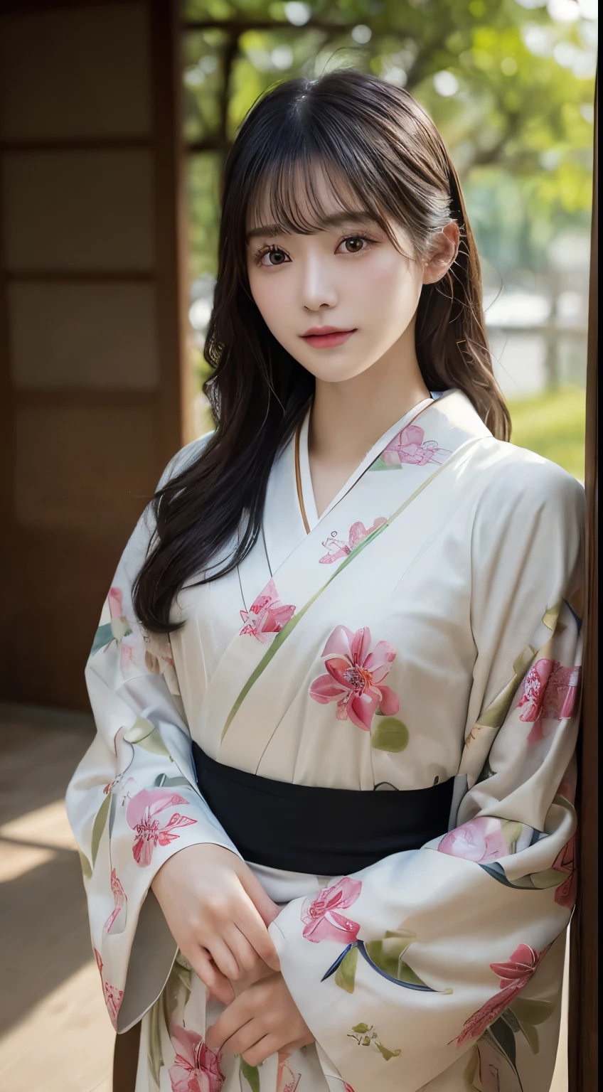 (Kimono with attention to detail)、(19 years old、No makeup)、、(highest quality,masterpiece:1.3,超A high resolution,),(Ultra-detailed,Caustics),(Photorealistic:1.4,RAW shooting,)Ultra-Realistic Capture,Very detailed,High resolution 16K for human skin、 The skin texture is natural、、The skin looks healthy、The color is also uniform.、 Use natural light and color、(One Woman)、Japanese,,cute,Black-haired,Middle Hair,(Depth of written boundary、chromatic aberration、、Wide range of lighting、Natural Shading、)、