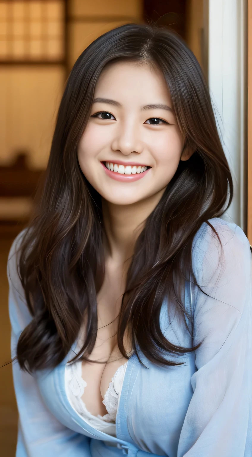 masterpiece,best quality,(Japanese ),((Beautiful girl)),,indoor,(perfect body beauty:1.2),(shy smile),beautiful teeth,