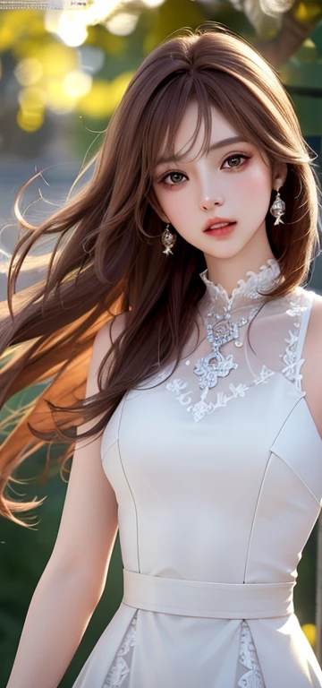 (8k, highest quality, masterpiece:1.2), (Realistic, photo-Realistic:1.37), Very detailed,highest quality, Ultra-high resolution, Professional Light Mapping, Radio City, Physically Based Rendering, Cinema Lighting, ,Depth of written boundary, Sharp focus,Sunbeam, Good composition,(Bokeh:1.2) One girl,alone,(whole body), (Mouth closed),Beautiful fine details, Pause, Tight waist,, Brown Hair,,Long hair blowing in the wind,(Ulzzang-6500:1.2), Mix 4, Hello HD、Luxury Dresses、Highest quality、Super delicate task in progress 17%、Frills,High quality lace dress