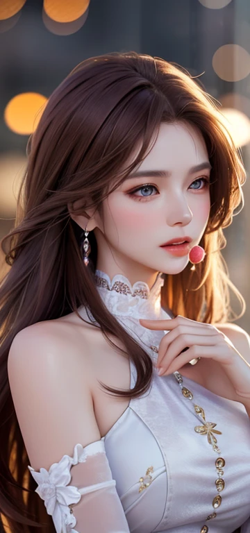 (8k, highest quality, masterpiece:1.2), (Realistic, photo-Realistic:1.37), Very detailed,highest quality, Ultra-high resolution, Professional Light Mapping, Radio City, Physically Based Rendering, Cinema Lighting, ,Depth of written boundary, Sharp focus,Sunbeam, Good composition,(Bokeh:1.2) One girl,alone,(whole body), (Mouth closed),Beautiful fine details, Pause, Tight waist,, Brown Hair,,Long hair blowing in the wind,(Ulzzang-6500:1.2), Mix 4, Hello HD、Luxury Dresses、Highest quality、Super delicate task in progress 17%、Frills,High quality lace dress