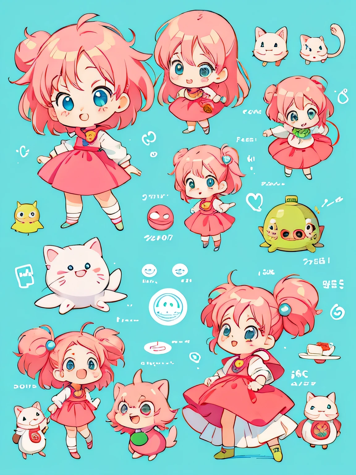 Akira Toriyama style, Kawaii Design, The most beautiful girl of all time、Chibi, play together、Cute Aliens