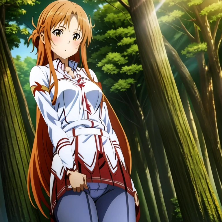 {{Asuna Yuuki(SAO)}}},official style,
One girl, alone,stage,Portraiture,View your viewers,((Cotton panties with crotch)),(((Skirt flip, I can see your pants))),From below,Embarrassing,blush,From below,From below,