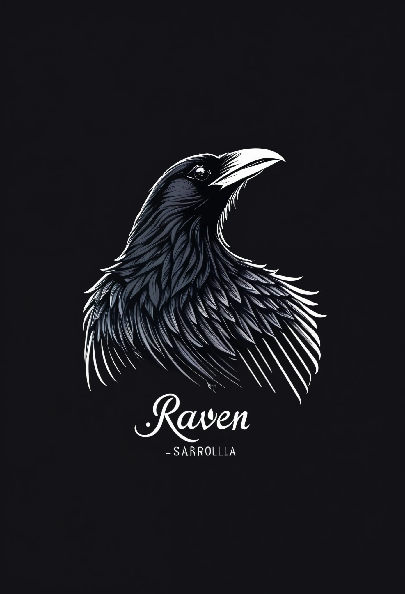 Desarrolla un logotipo con la palabra raven y con un cuervo minimalista