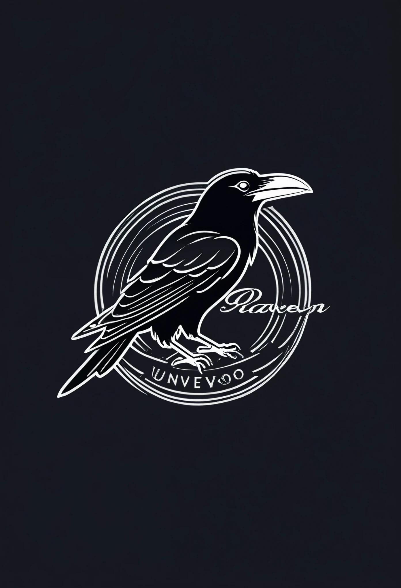 Desarrolla un logotipo con la palabra raven y con un cuervo minimalista 