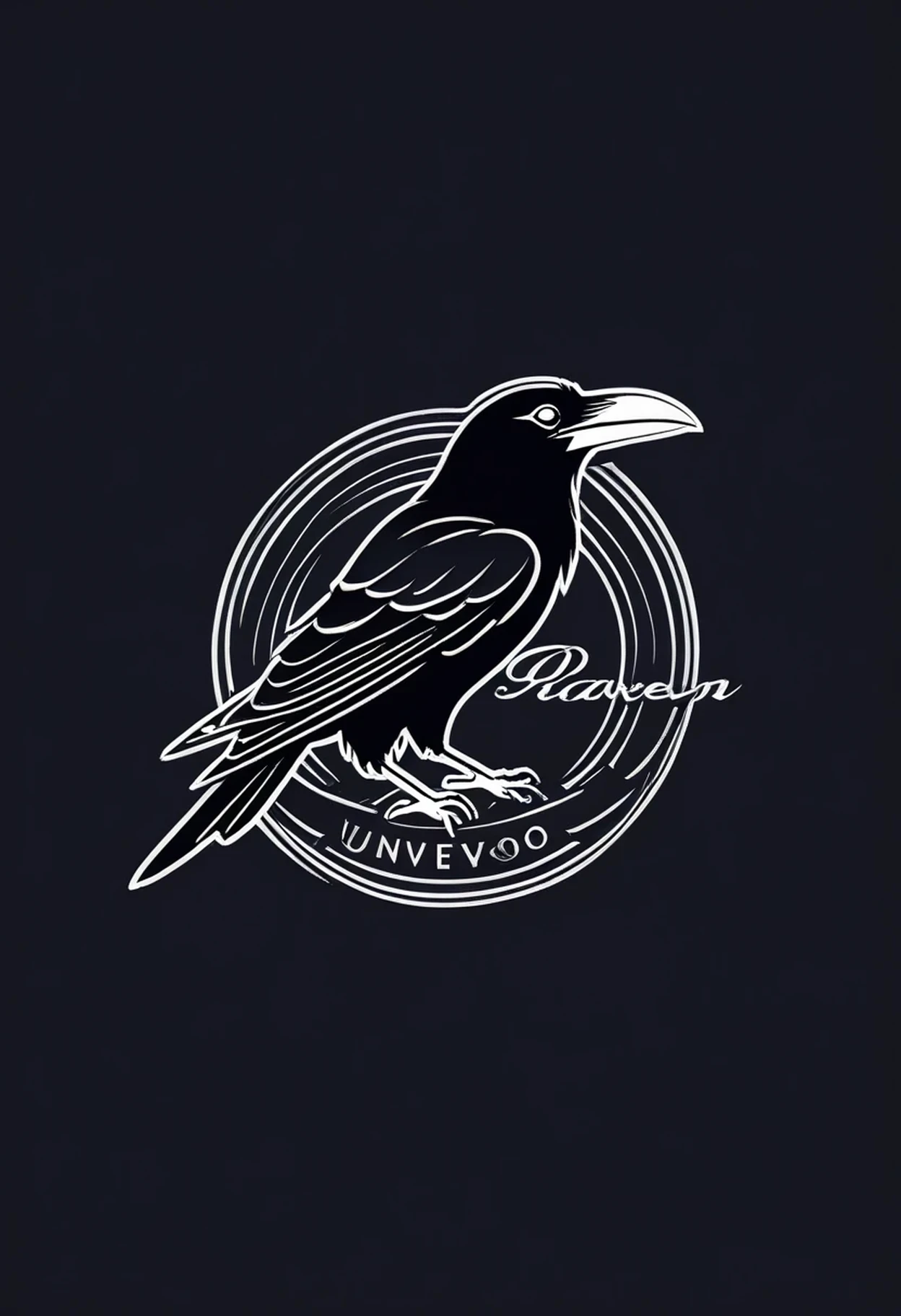 Desarrolla un logotipo con la palabra raven y con un cuervo minimalista
