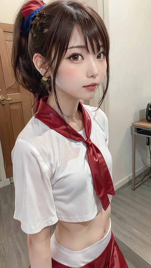 最高qualityのディテール:1.2, Hentai Realism, 8K Ultra HD, High resolution, One Girl:1.2, 超detailedな, High quality textures, Intricate details, detailed, 非常にdetailedなCG, High quality shadows, detailed 美しく繊細な顔, detailed 美しく繊細な目, Depth of written boundary, Ray Tracing, 20th Generation, Beautiful Pop Girl, The Face of Ulzan in Korea:1.1, Narrow Face, Urzo-6500-V1.1:0.6, Purelos Face_v1, Glowing Eyes, cheek, Glossy Lips, Perfect body,(Layered Cut、Flat Chest:1.2)、 Brown Hair、((ponytail:1.5)), street, particle, Displaying the viewer, Photorealistic:1.4, 超detailed, Photo Real, 4K 8K Ultra HD Full Color RAW Photos, Fujifilm(Medium format:1.2), Hasselblatt:1.2, Carl Zeiss:1.1, Incredible dynamic range photography(utility_The Art of SMUS-768:1.1), High resolution, High pixel count, detailedをクリア, Clear images, Natural color reproduction, Noise Reduction, High fidelity, quality, Software Improvements, Upscaling, Optimization algorithm, Professional Grooming、((Shibuya Ward, Tokyo))、classroom、((There is a woman with long red hair wearing a sailor suit.., Asuka Langley Soryu, アニメの女の子のCosplay, Asuka Langley Souryu, Anime Cosplay, Asuka Langley, Portrait of Asuka Langley Soryu, Asuka, Asuka Langley Souryu, Cosplay, Ayaka Cosplay, Rena Nainen style 3/4, Cosplayの写真))、
