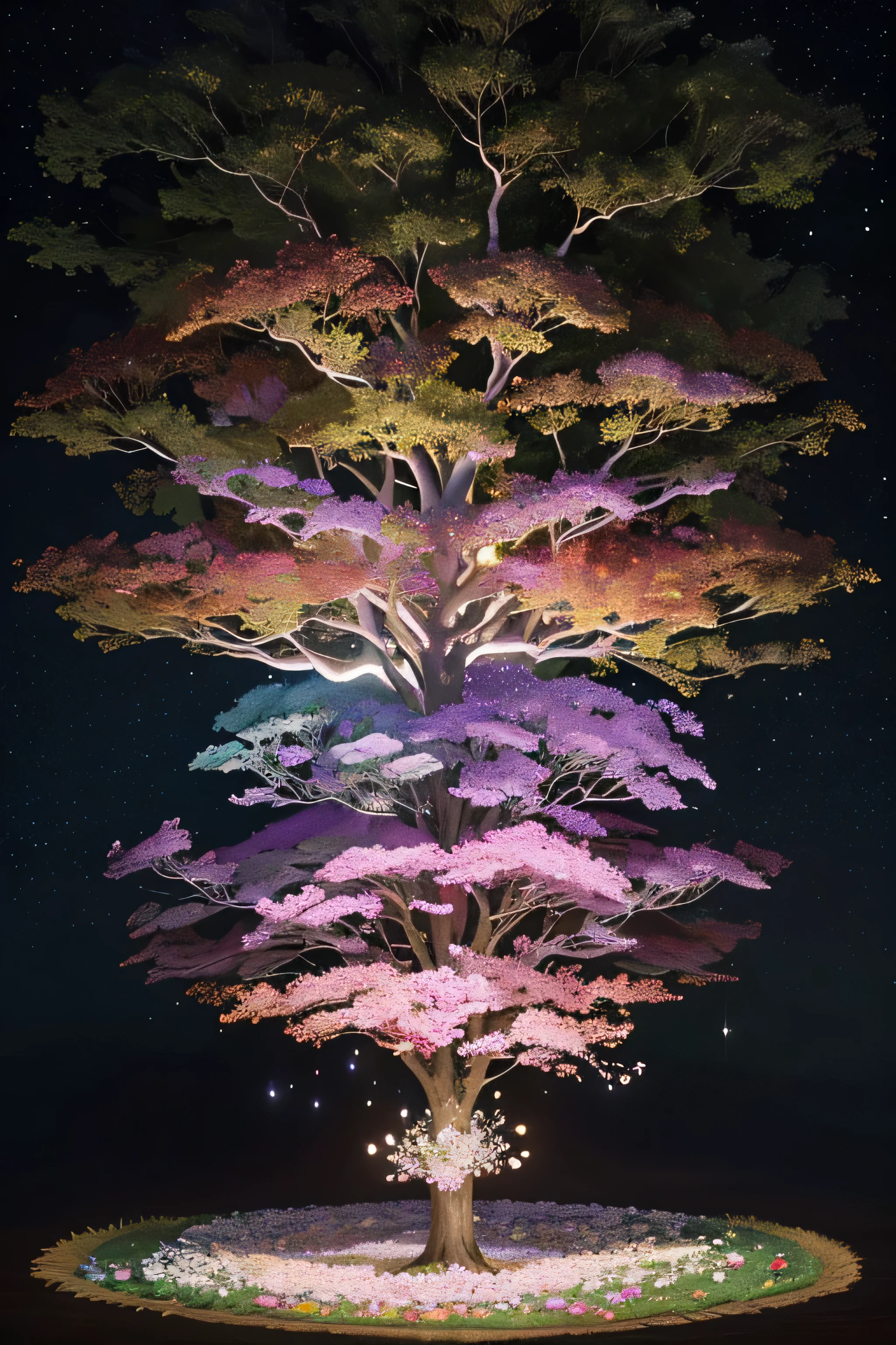 a close up of a painting of a tree with flowers and a cup of coffee, a jigsaw puzzle by Maksimilijan Vanka, cg society contest winner, psychedelic art, cosmic tree of life, cosmic tree, magical tree, puzzle art, magic tree, large magical trees, psychedelic flowers and trees, whimsical forest, the tree of life