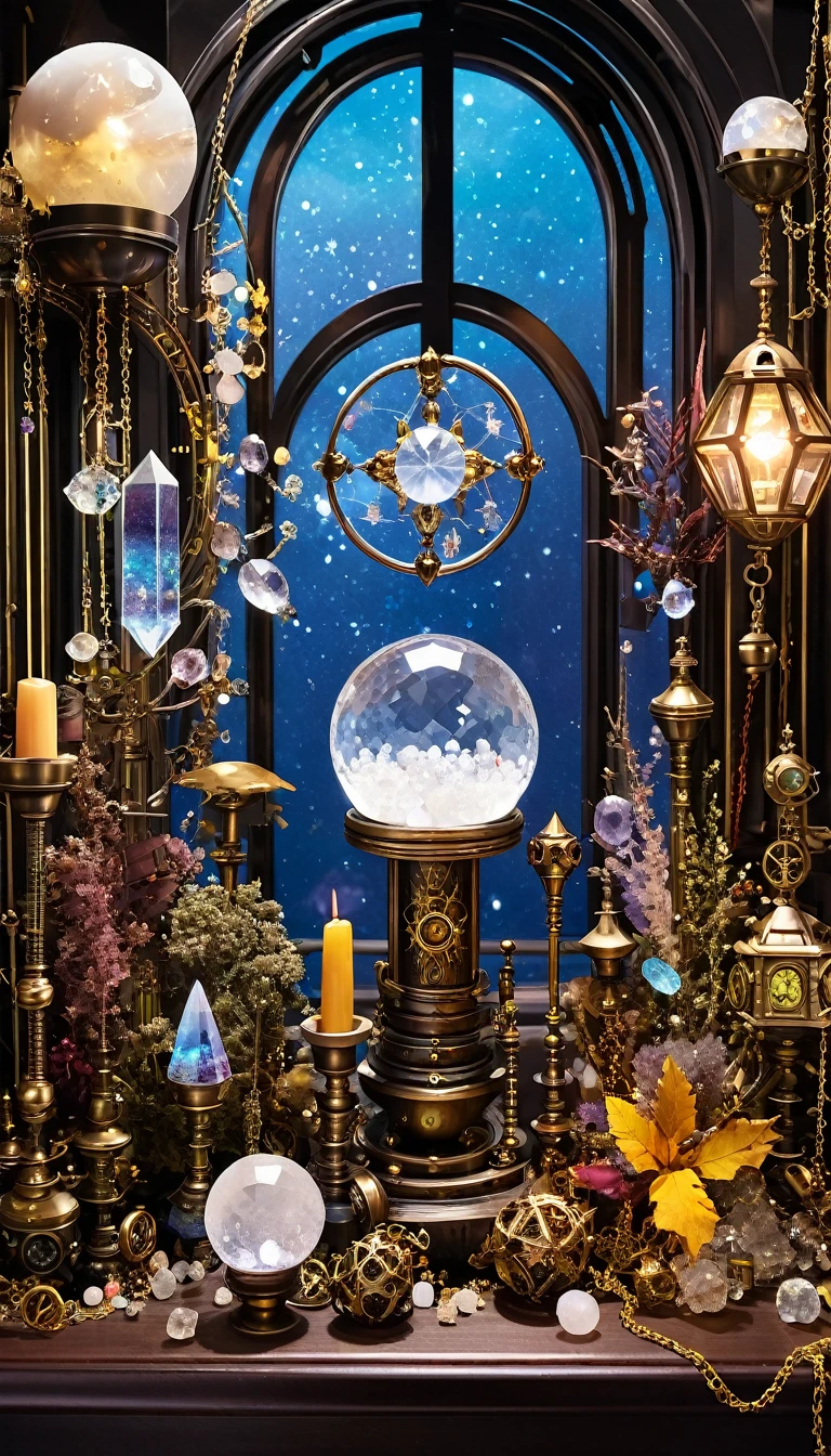 Floating crystals、altar、steampunk