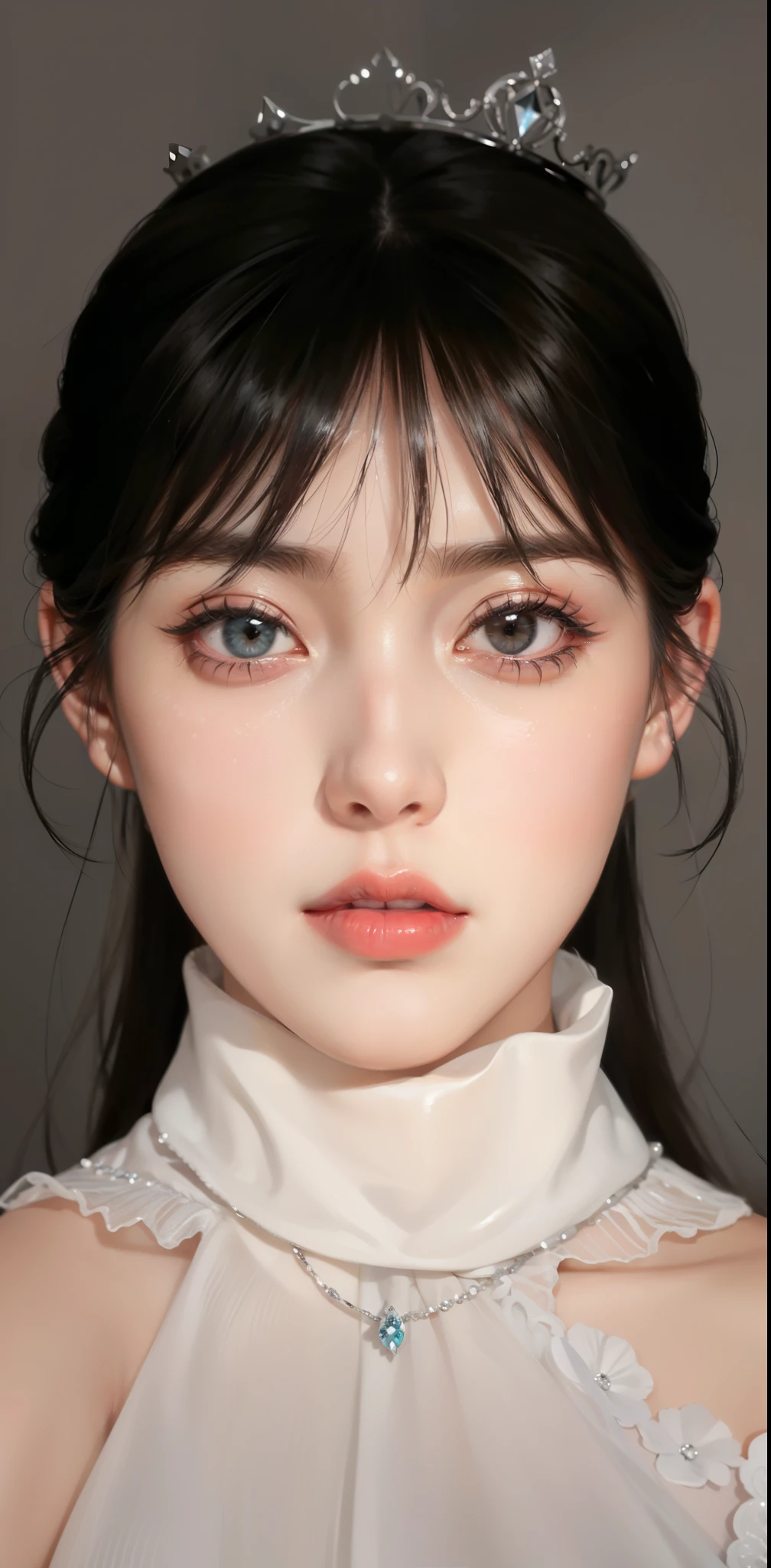 Royal princess,Exquisite eyes,Frozen queen,Put the crown on your head,Detailed facial expressions body,Tall and big,Glamorous characters,Leg length,4K,HD,Sensual,White translucent lace,白皙The whole picture,Little cherry mouth,Beautiful and cute,The whole picture,Glossy Gel Coat,Wear a gorgeous dress,