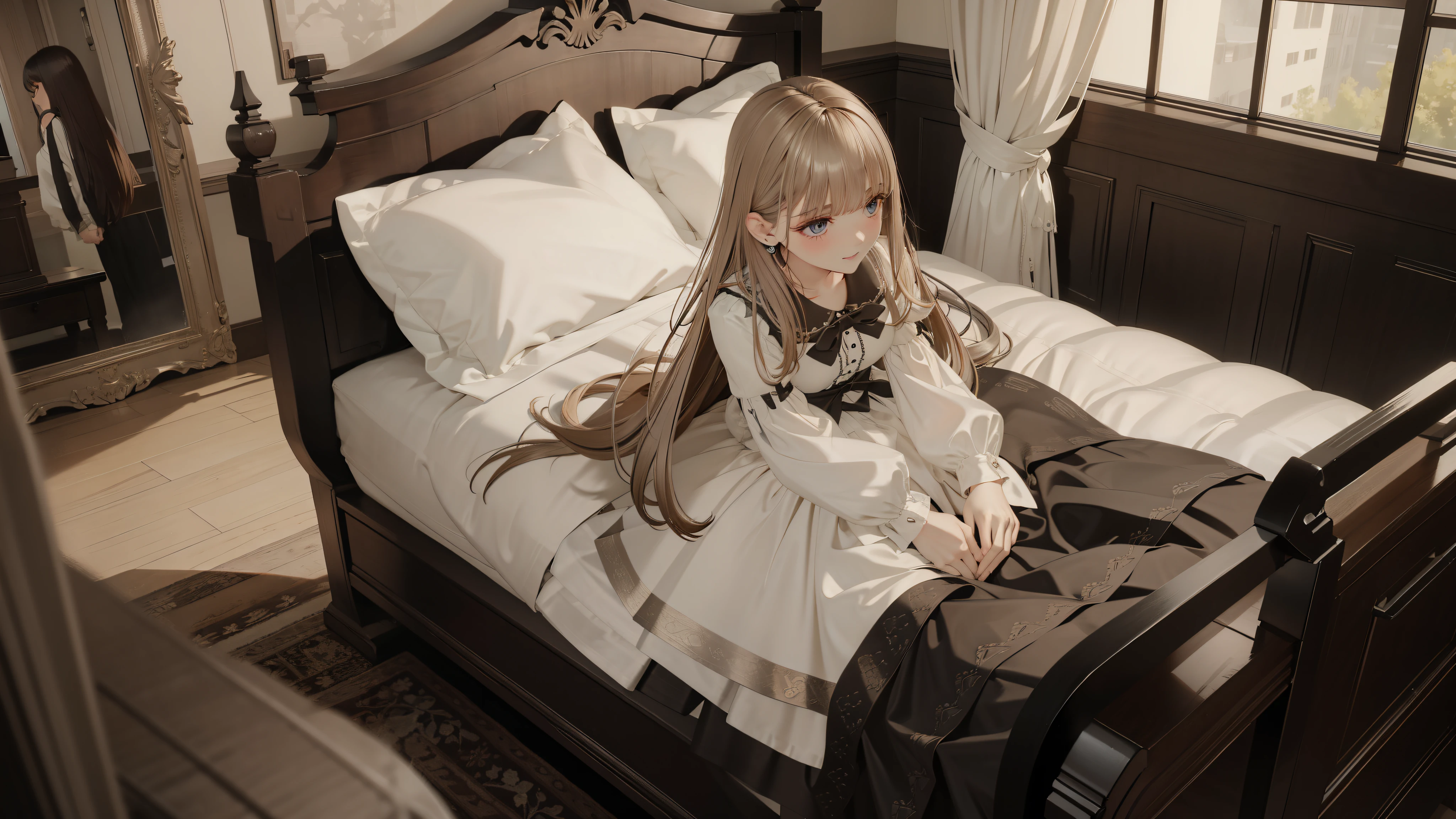 ((Best quality)), ((Masterpiece)), ((Super detailed)), (illustration), (Detailed light), bedroom