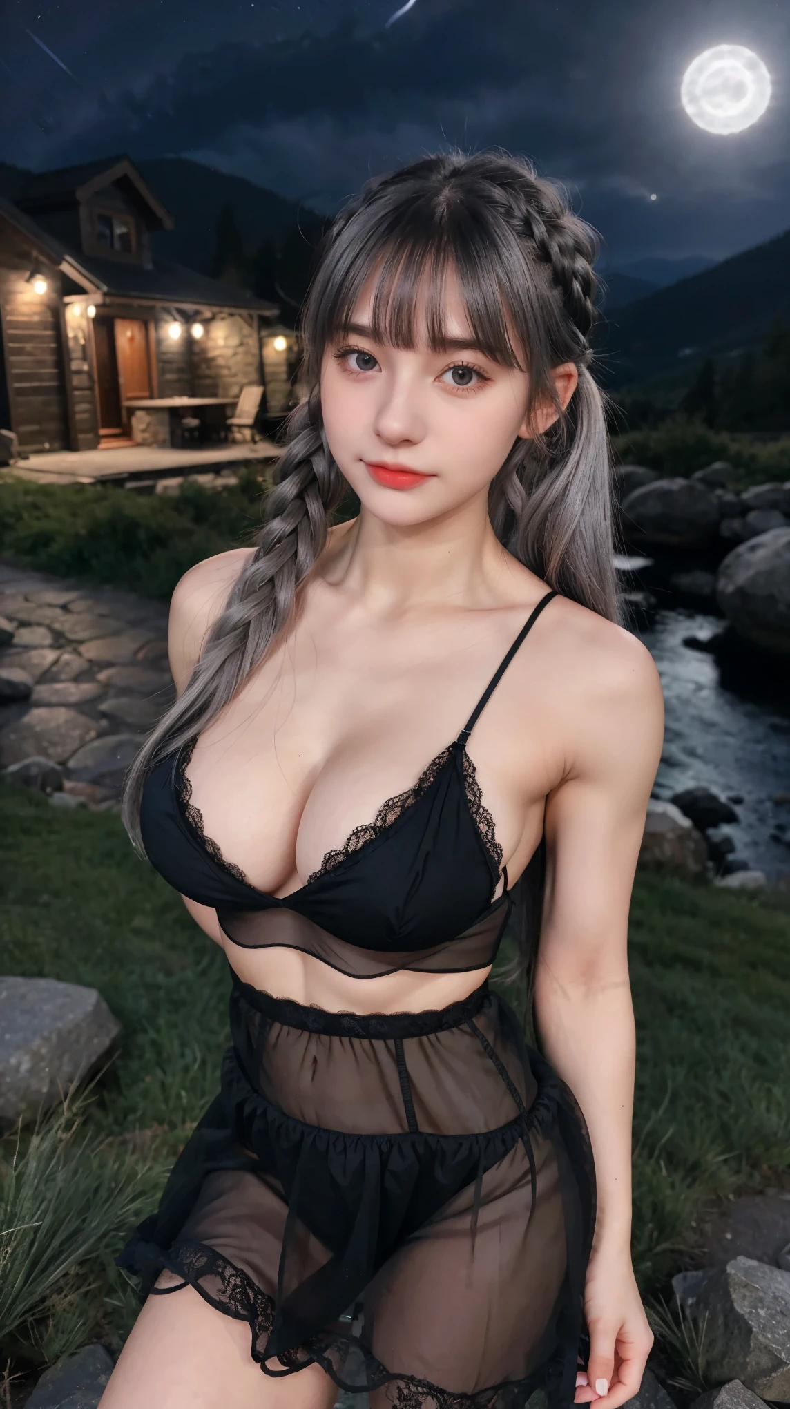 1girll， Heavy snowfall，snow landscape， natta， view over city， City lights， The upper part of the body， closeup cleavage， 8K， RAW photos， best qualtiy， tmasterpiece， realisticlying， photograph realistic，huge tit，Wear earrings，wearing a choker，short detailed hair，Clothes are tattered，wears glasses