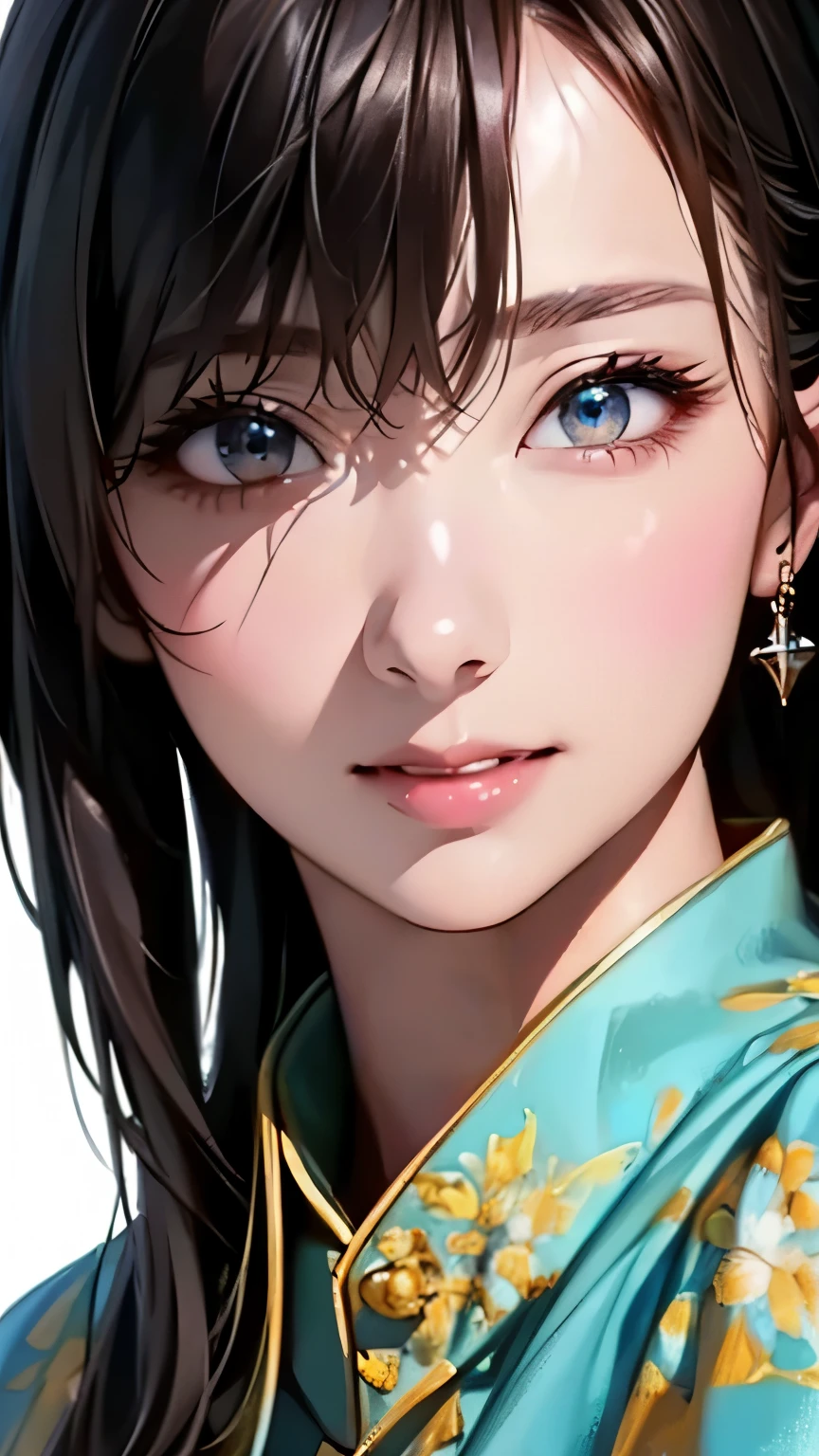 (highest quality、8k、32k、masterpiece)、(Realistic)、(Photorealistic:1.2)、(High resolution)、Very detailed、Very beautiful face and eyes、1 girl、Round and small face、Narrow waist、Delicate body、(close、highest quality、Attention to detail、Rich skin detail)、(highest quality、8k、Oil paint:1.2)、Very detailed、(Realistic、Realistic:1.37)、Bright colors