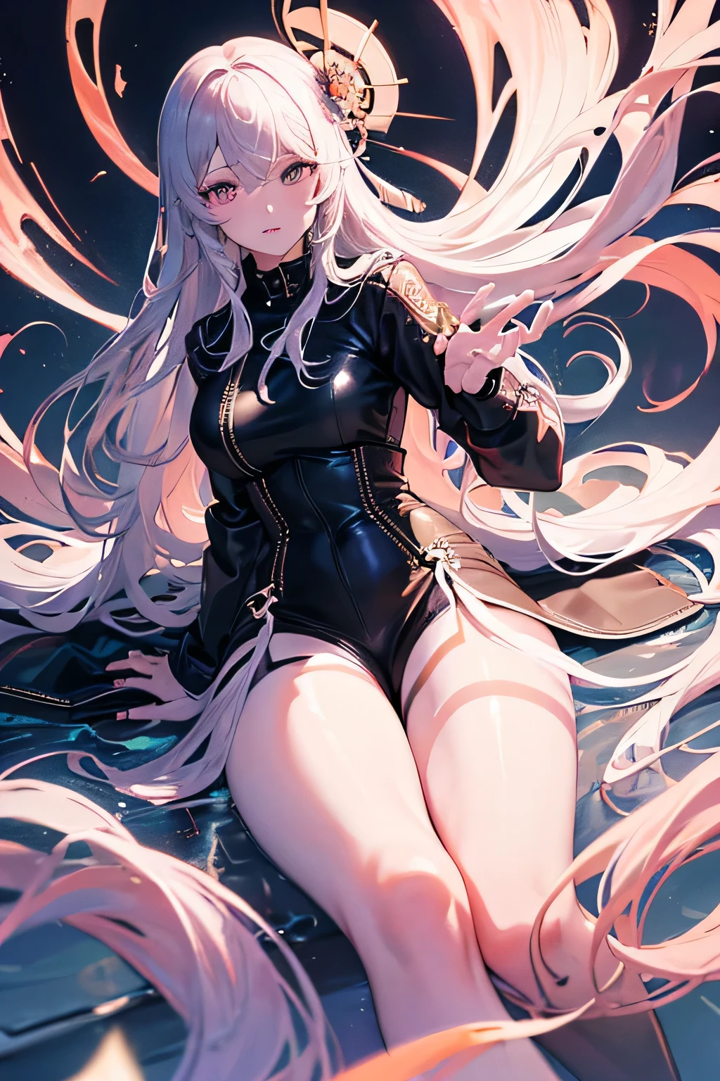 (Illustrations of detailed,Very detailed and meticulous drawing,Delicate lines，Slow and fast,Realistic texture expression),[Colored braid main line],[Briefing Room Background],([Endless] Japanese cartoons (Japanese girl )muscular [[karate]],(black leather jacket) ([A tiger] Translucent rubber lining) [Tiger Stripes],[],,(Exquisite and beautiful decoration [Dense details]),(Delicate and beautiful skin expression [transparency]),[Perfect eye details (Every detail of the iris is beautifully painted)[Gemstone eyes]],[Long and beautiful eyelashes],[Carefully drawn hair [Learn more about beautiful, shiny hair]],(Perfect hand details [Beautiful fingers without flaws [Beautiful nails]]),(Perfect anatomical structure (Perfect proportion)) [[Full body portrait]],[Ideal color coordination(Accurately simulate the interaction of light and matter)],(high quality,[Precision details] high resolution,(detailed,high detail)),.Suspender stockings,Very sexy, Upskirt, Random lower back angle