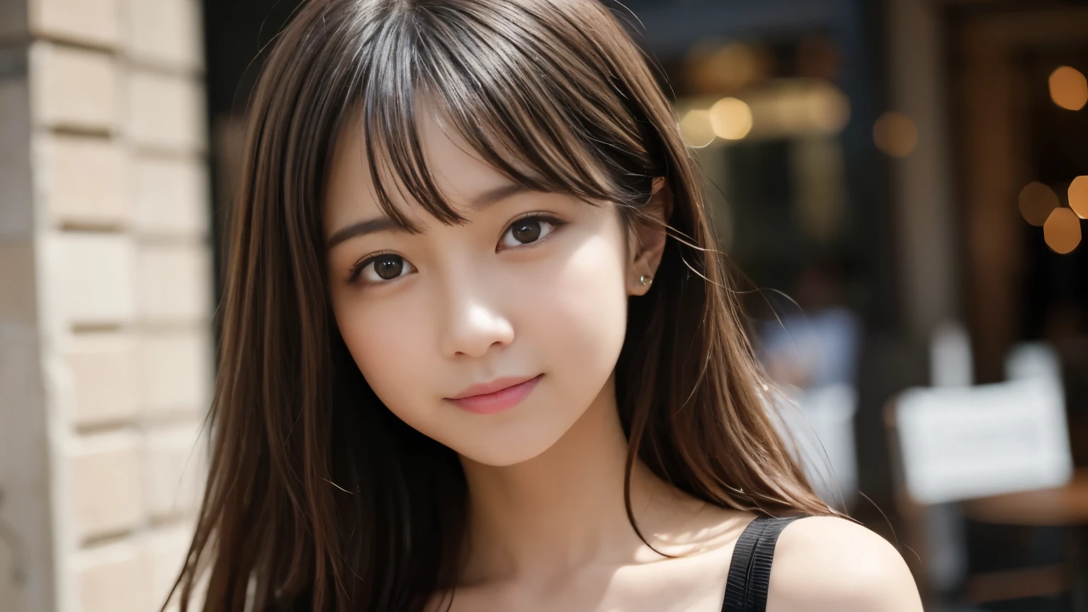 masterpiece, highest quality, 8k, Disorganized person, (Upper Body:1.4), Stylish cafe,Close bonds, beautiful girl, Pretty face, Looking at the audience, smile, Ultra-realistic, High resolution, photograph, Sharp focus, High resolution, Face Light, Dynamic Lighting, Cinema Lighting, Professional Shadow, Beautiful cafe background, Best details, Very detailed, Very detailed, finely, Real Skin, Delicate facial features, Detailed face and eyes, Sharp pupils、Real students