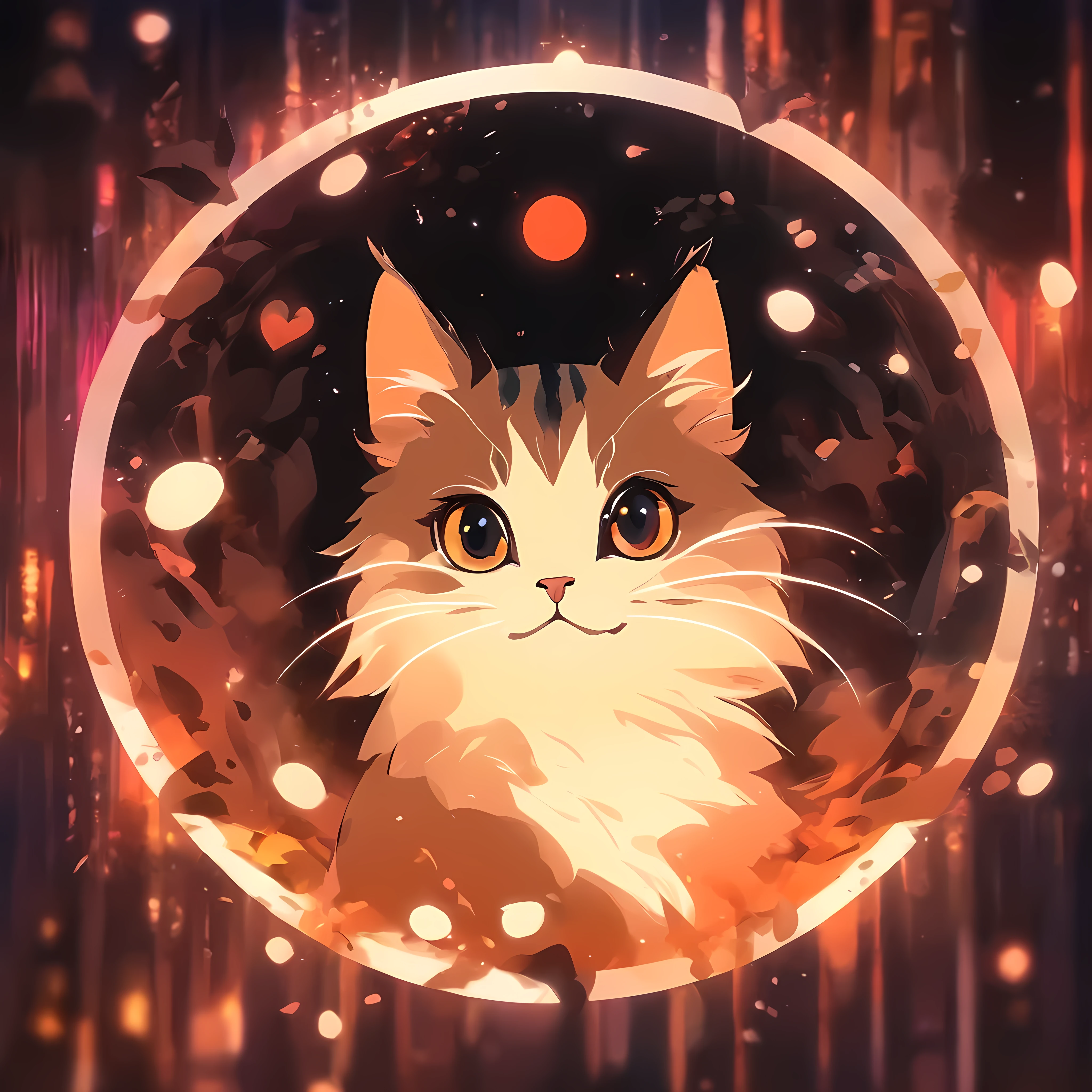 Cat in the circle,close up,(No background:1.5),T-shirt logo,Sticker logo,Cutting Art,black and white