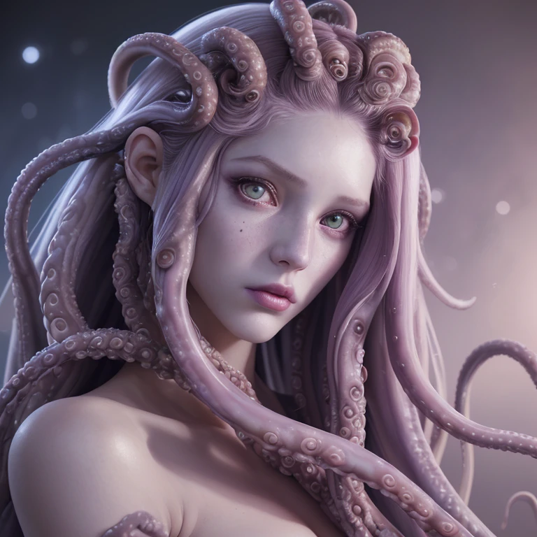 cinematic photo of a pale girl with octopus tentacles in her hair, beautiful octopus woman, portrait of an octopus goddess, cyberpunk medusa, beautiful futuristic hair style, medusa's long flowing hair, portrait of teenage medusa, futuristic hairstyle, some tentacles are touching her , octopus goddess, tentacles growing from her face, covered in tentacles, young as jellyfish, beautiful female gorgon,(Close portrait:1.3),(feminine:1.4),(beautiful:1.4),(attractive:1.3),beautiful,pose calendar,perfectly detailed eyes,studio lighting,themed background. 35mm photography, film, Bokeh, professional, 4K, Highly detailed