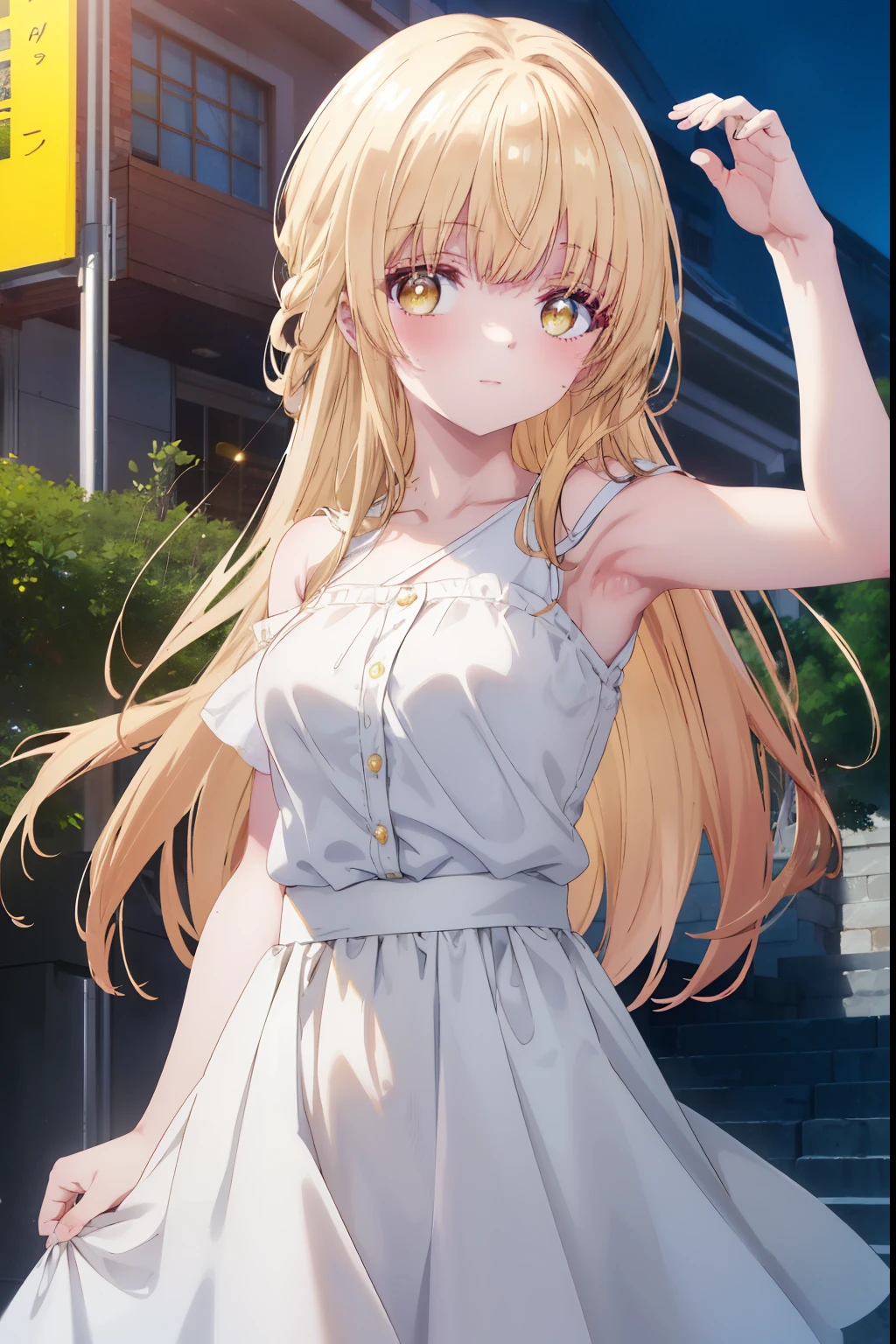 Mahiru shiina, , blonde, (Yellow Eyes:1.3)、Braided long hair,,blush,smile,Daytime、Captivating thighs、Beautiful bare legs, Sidehowing armpits、Shoulder Bare、The clavicle is visible、Armpit Show、Sideboobが見える、セクシーなknit sweater
No sleeve
body line
arm pit、very cute
(masterpiece:1.2), highest quality, High resolution, unity 8k wallpaper, (shape:0.8), (Beautiful and beautiful eyes:1.6), Highly detailed face, Perfect lighting, Highly detailed CG, (Perfect hands, Perfect Anatomy),