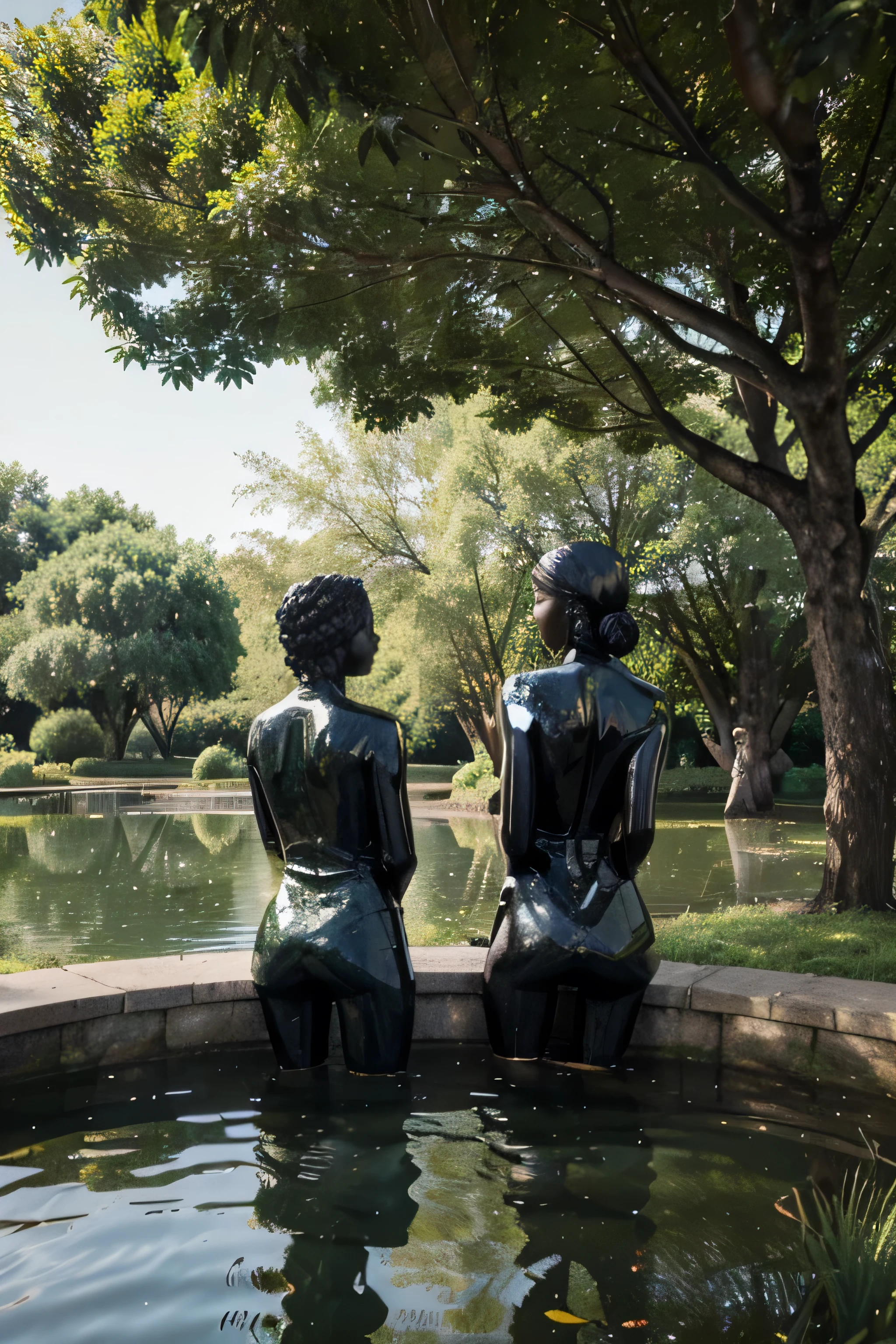 I propose circular pond into the site with some sculpture with some textures.
I inspired with Nelson Mandela memorial. here the pond has 2 levels. the inside level has 5m to 6m diameter. visitors can be seated and enjoy the water and the view around there. The outer level is about 10m to 12m . In that circular space 7 sculptures has been placed. Each sculpture has the height about 1.5m to 2m .And all of them are different from each other. From distance it will be seen as beautiful figures of women. But in closer they have some cracks, mosses, different textures and materials which defines the beauty of imperfections & diversities and the strength of women .when visitors sit inside the pond they can see the reflections of those sculptures also with their own reflection. where help them to understand the equality .