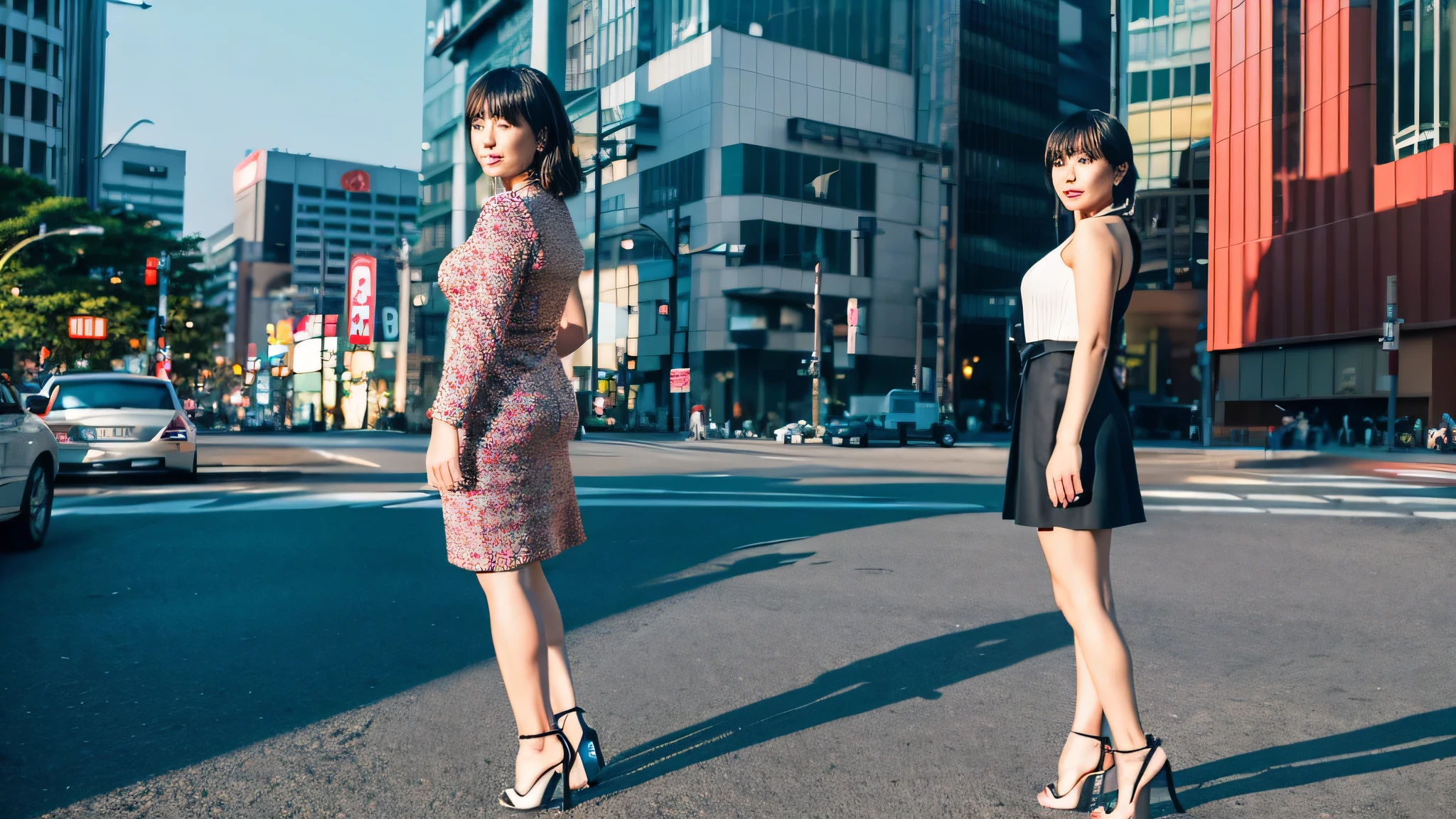 Tokyo scenery、Middle-aged woman、whole body、High heels