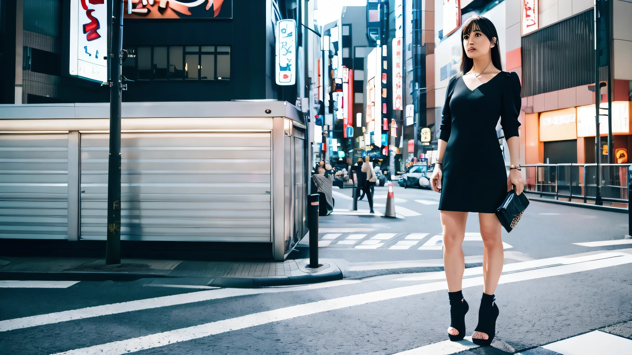 Tokyo scenery、Middle-aged woman、whole body、High heels