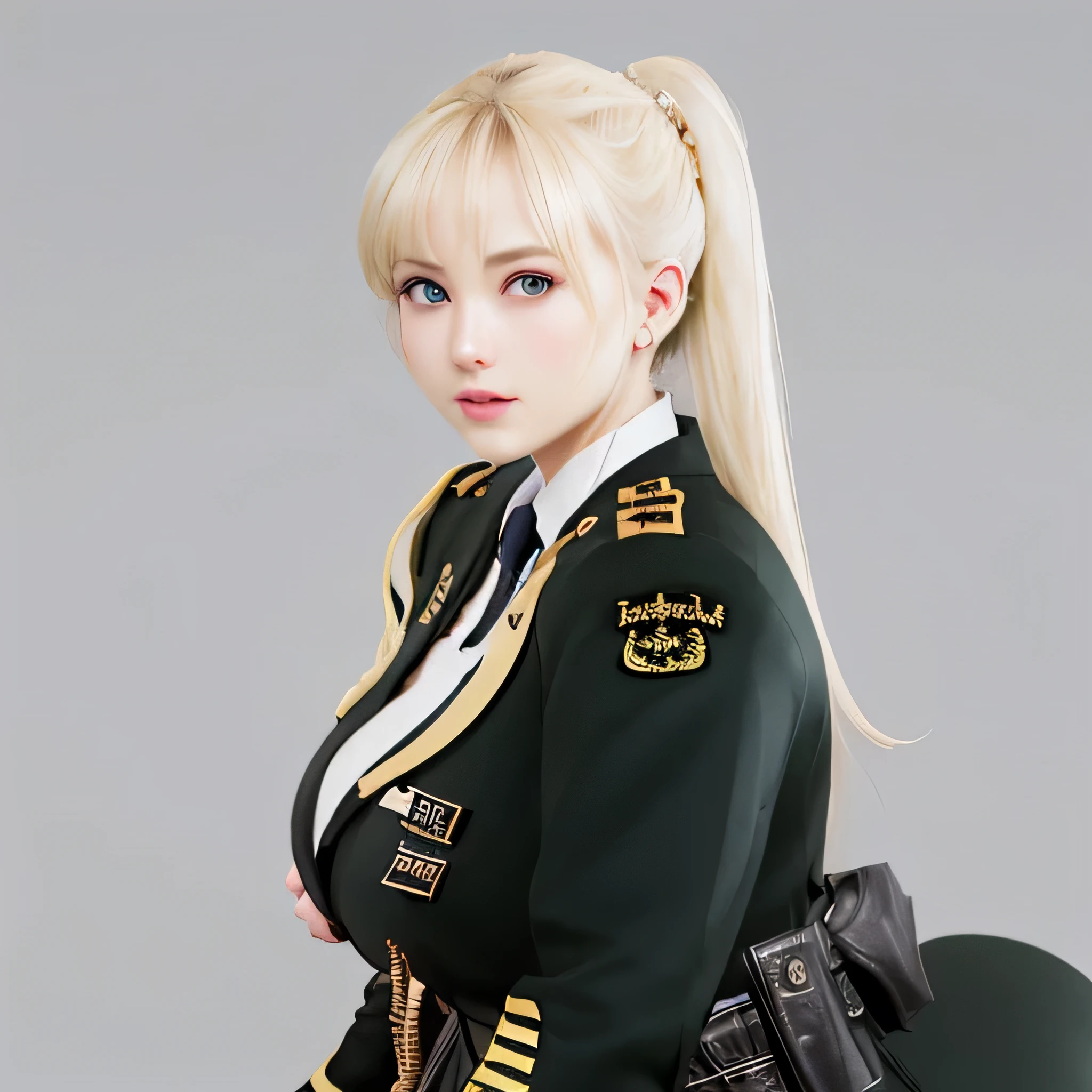 Portrait、、Bright expression、ponytail、Younger, brighter, whiter skin、Best Looks、Blonde reflection、Platinum blonde hair with dazzling highlights、Shiny bright hair,、Super long, silky straight hair、Shiny beautiful bangs、Sparkling, clear, attractive big blue eyes、A very beautiful, lovely and cute 16 year old girl、Ample breasts,masterpiece, 最high quality, 超High resolution, (Realistic:1.4), Detailed beautiful face, Fine clothes, Amazing European Women,, So cute,, Soft skin and perfect face、Perfect Face, Twin-tailed brown hair, 8k resolution,Ultra-realistic,Super detailed,high quality, (Huge teardrop breasts, Huge cleavage:1.2), A broad perspective、8K,最high quality, Tabletop, Very detailed, 超A high resolution, Realistic, Raw photo, Absurd, Absolute Resolution, 1 girl, alone,Young beautiful Japanese woman, Super cute face, Luxurious appearance, Large Breasts , smile、 Double eyelids on both eyes, Natural Makeup, Long eyelashes, Asymmetrical bangs, Glowing Skin, Center image, High resolution, High Detail, Detailed hairstyle, Detailed face, Great cinema lighting, Ultra-realistic, Perfect limbs, Perfect Anatomy、Very large O cup breasts、Shapely breasts 、silky Glowing Skin、sexy,Very beautiful lovely face、Cute gorgeous face、pale blue eyes、Bangs swaying in front of the face、A beautiful and cute 18 year old girl、Big and ample breasts、she spreads her legs wide and flaunts、Very Large Breasts、Plump、Super glamorous、Are fat、Big ass、Summer Mountains、plateau、uniform、Wearing military suit、wearing a combat suit