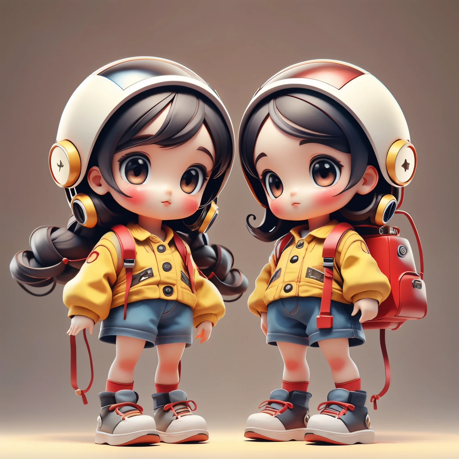 Realistic、Photo of a collaboration between dolls and robots、Comical pose、Cute Shoes