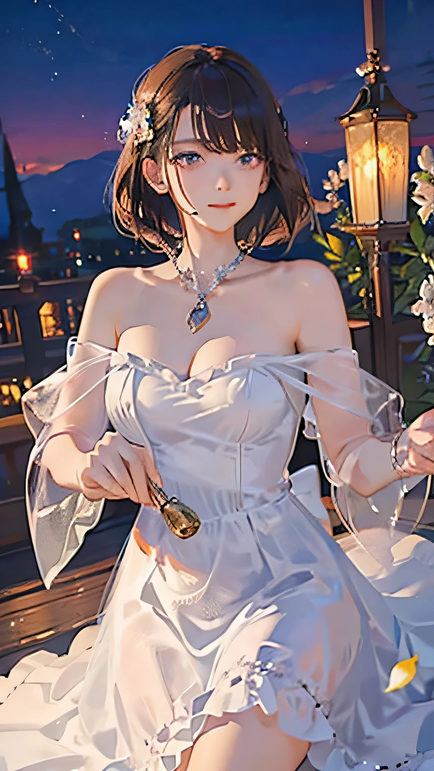 (highest quality, High resolution), Glowing Eyes, Delicate facial features, Vibrant colors, Dreamy atmosphere, Fantasy Theme, Floral Background, Graceful Movement, Detailed clothing, loose fitting dress, Elegant fashion, Magic lighting, Mysterious Aura, Heavenly Beauty, Magic thread, Whimsical elements,