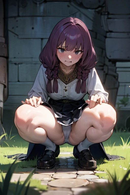 (masterpiece, highest quality), Intricate details, One girl, Squat, Embarrassing, anger, Glare, Blushing,incontinence,Thin yellow liquid spurting out from under her legs,A thin yellow puddle at my feet,In the grass,Black stains on underwear,Urinating,Wearing shoes,Alley,Peeing,Thin yellow liquid dripping from the crotch
,Front presser foot