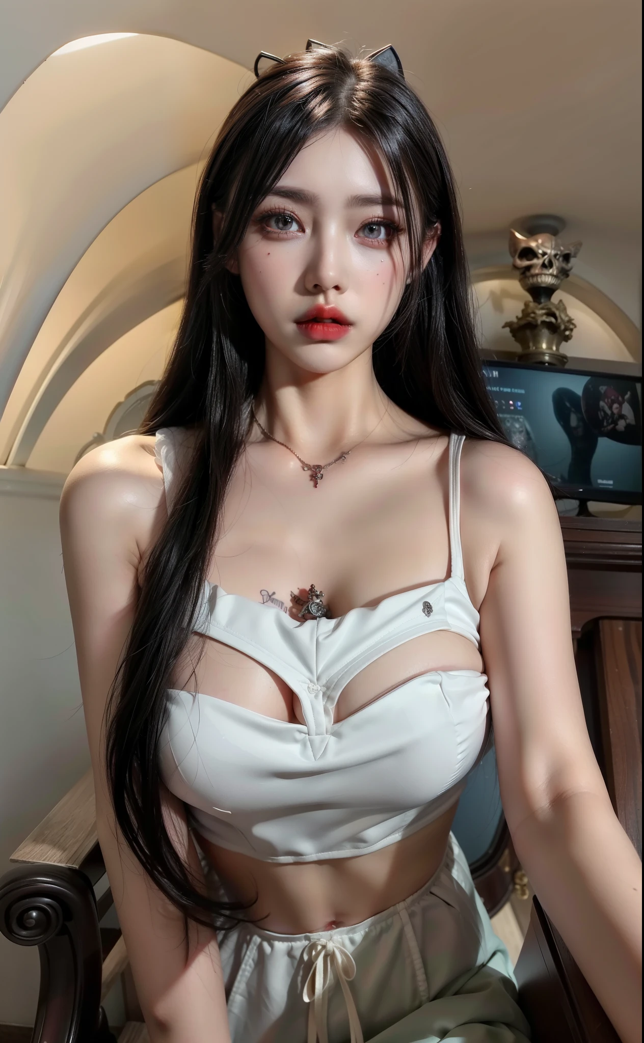 Detailed image quality,Witch Pandora,wing, Succubus Theme,堕落Angel,Excellent,scary,Secret Terror,Tentacles,With eyes,Uncanny Valley Effect,Beast Blood Moon,skeleton,vampire,Hellfire,Dark Queen,Angel,magician magic witch,16岁Angel,Eyes are blue(Pupils as deep as the starry sky),Gorgeous tattoo designs all over the body,Rostow Photos(8K picture quality,Rich in details),Dark eyeshadow,Sexy thick lips(Red lipstick),