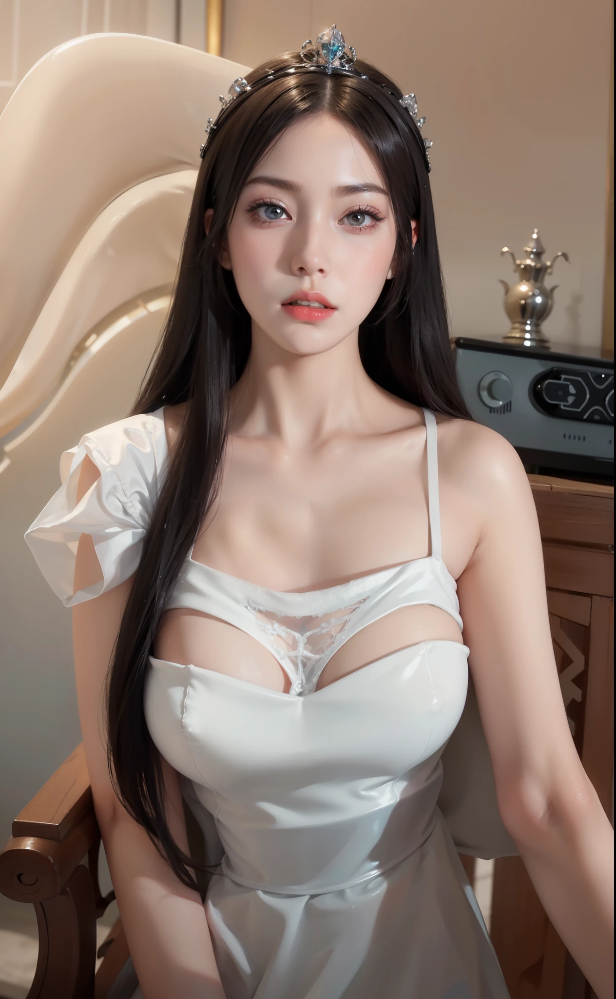 Imperial sister,Exquisite eyes,Snow Queen,Put the crown on your head,Detailed facial expressions body,Tall and big,number,Leg length,4K,HD,meat,White translucent lace,Fair and plump figure,Pretty Face,Little cherry mouth,Beautiful and delicious(3D Royal Sisters),Glossy Gel Coat,Vampire Queen in luxurious robes,Crystal Gem Crown,Ultra-clear portrait photos(8k),Dark eyeshadow,Ice Princess,