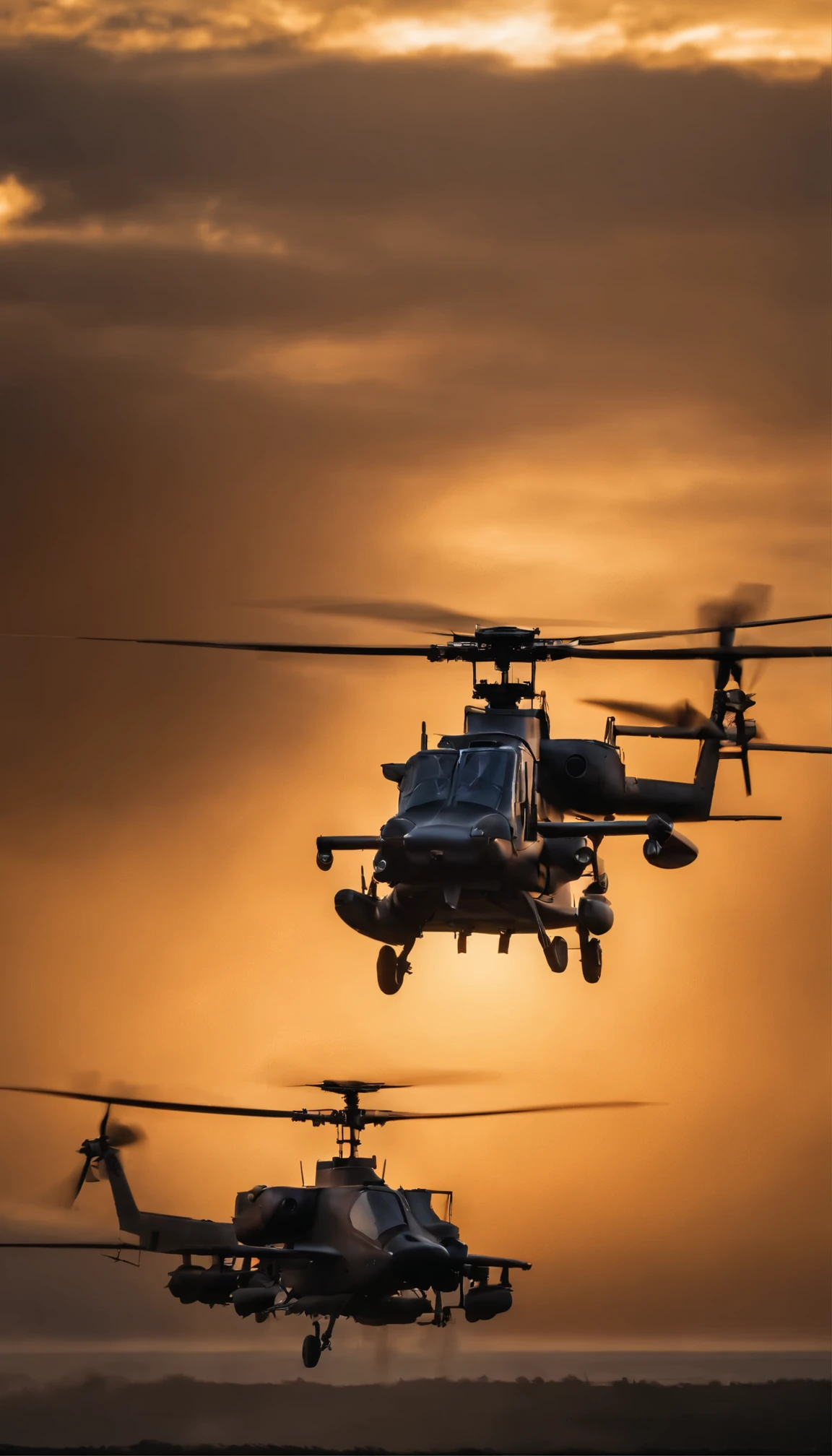 AH-1 Cobra detailed images，　with high definition images、Discover the intricate details of the AH-1 Cobra Marine in stunning clarity。Over Andersen Air Force Base in Guam、Witness two aircraft undergoing rigorous training in preparation for an attack。The sun is setting in the background、It casts a warm glow on the silver fuselage of a helicopter as it soars through the sky.。Highly polished rotor blades、Cutting through the air with precision、Leaves a trail of dust and debris。Pilots in tactical gear、Staring at the screen、Eyes on the horizon, searching for a target。The engine roars to life、When the helicopter plummets、A powerful hum fills the air.。