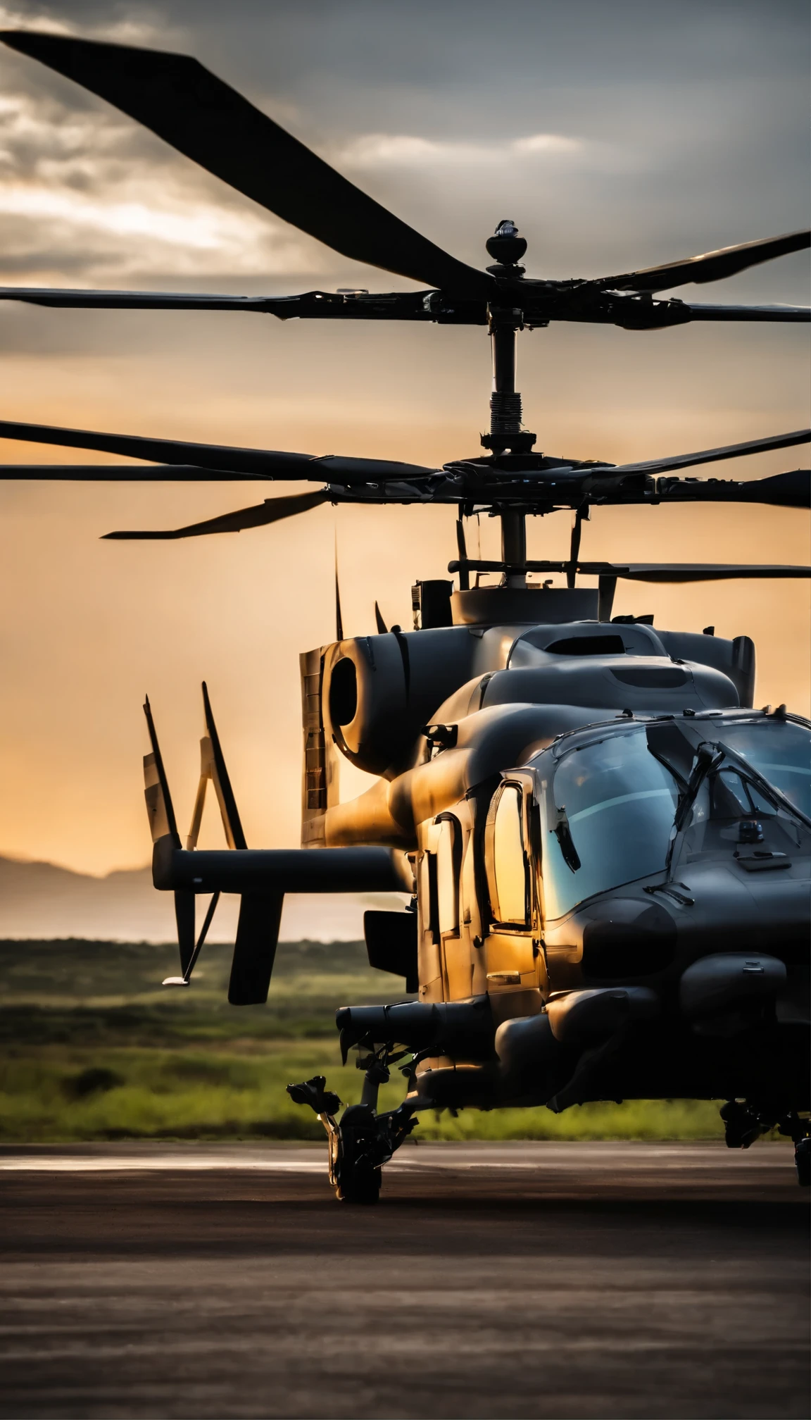 AH-1 Cobra detailed images, with high definition images、Discover the intricate details of the AH-1 Cobra Marine in stunning clarity。Over Andersen Air Force Base in Guam、Witness two aircraft undergoing rigorous training in preparation for an attack。The sun is setting in the background、It casts a warm glow on the silver fuselage of a helicopter as it soars through the sky.。Highly polished rotor blades、Cutting through the air with precision、Leaves a trail of dust and debris。Pilots in tactical gear、Staring at the screen、Eyes on the horizon, searching for a target。The engine roars to life、When the helicopter plummets、A powerful hum fills the air.。