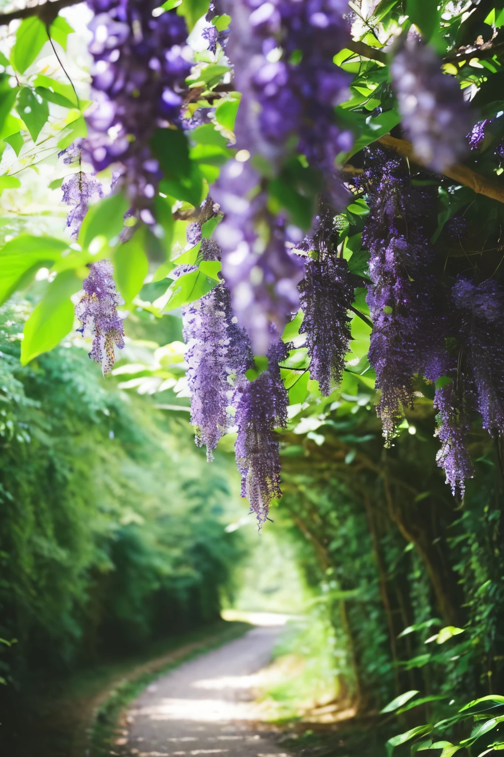 Fresh greenery　in the forest　Real　water　Wisteria　