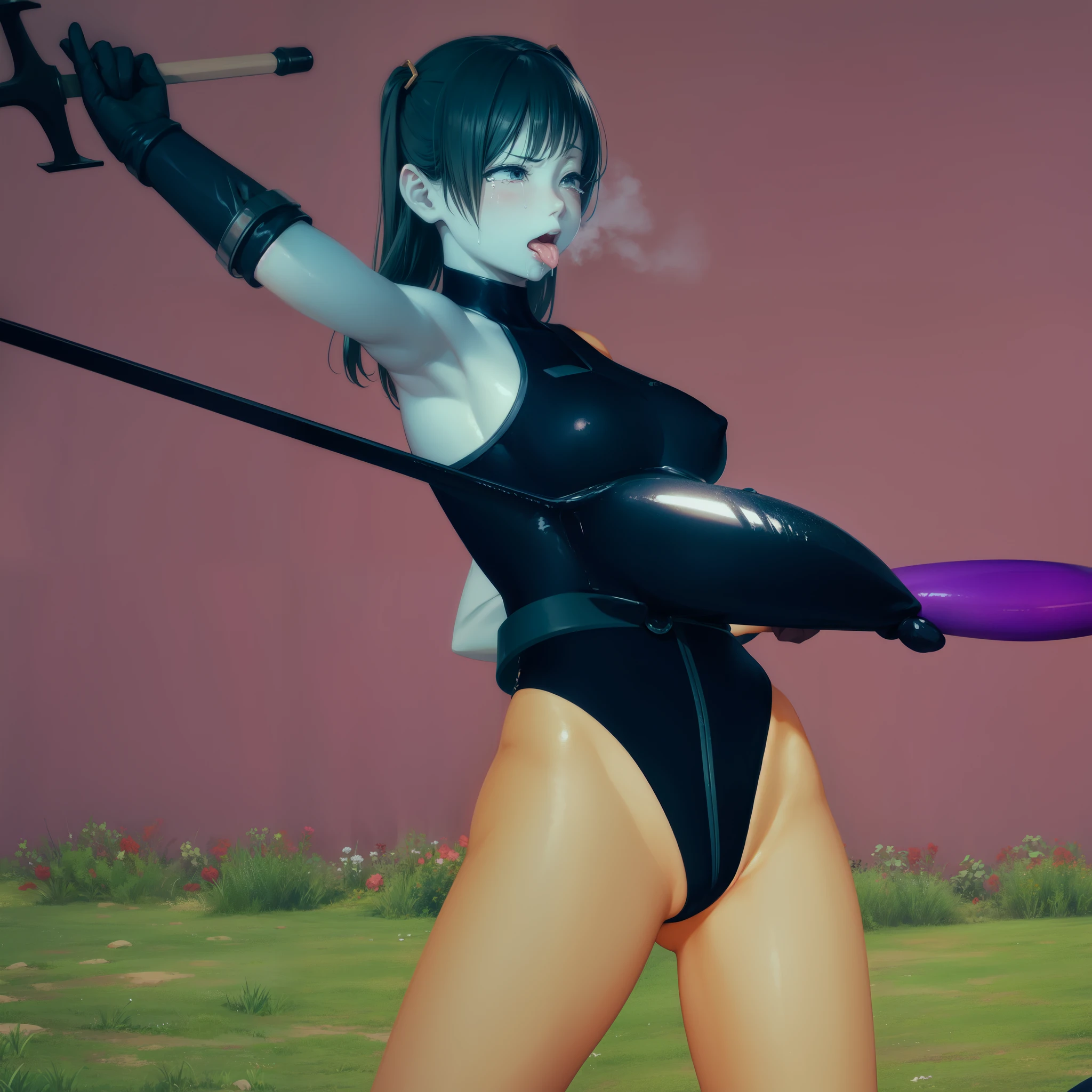 Girl Fighting with Swords、Close-up of a girl in an orange shiny latex suit, Glossy leotard,Saiyan Girl, wonderful, Nano Girl, Female body type, Inspired by Hiromu Arakawa, Anime Manga Robot!! Anime Girls, Fubuki, Full Body Suit, by Hiromu Arakawa, , wonderful, silk, Beautiful and attractive anime , Anime Girls of the future, tears,Drooling,Pee,Sweat,Ahegao,Tongue out,Droolingを垂らしている,Mouth open and tongue out,Sticking out your tongue and drooling,Estrus,Nipple Pochi,Eyes wide open,Estrus!!!,Blushing,Drooling with excitement,Droolingが垂れている,垂れたDroolingが胸についている,I feel sexual,Excited,Nipples are erect,Face is hot,Joy,Lust!!!,Lustして舌を出している,Lustして涎を垂れ流している,Sticking out his tongue,Ahegaoで舌を出している,Tongue out!!!,Mouth wide open and tongue sticking out,Drooling from the mouth,Drooping tears,Drooping tearsがおっぱいについている,Chest,Nipple Emphasis,腋にSweat染み,股間にSweat染み,胸元に大量のSweat,滝のようなSweat、incontinence、Leaking urine、tearsを流している、大量のtears