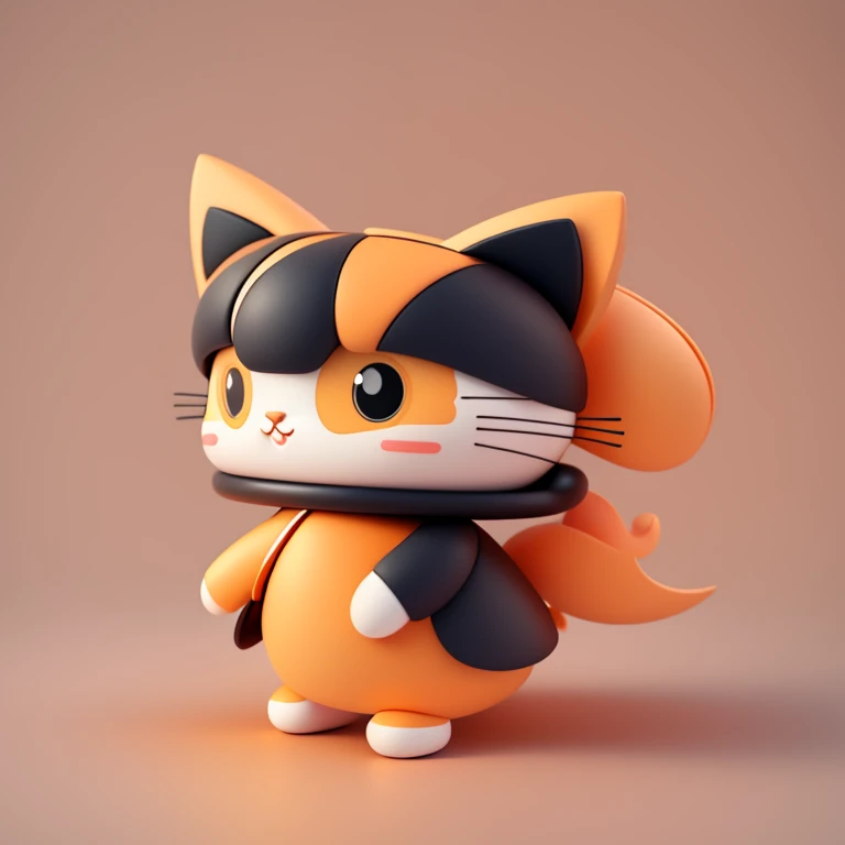 Cartoon (cat), with orange, black and beige stripes,
Cute and detailed digital art,
Lovely digital painting,
Cute Cartoon character, 3, Rendering,
3D cartoon character,
Adorable digital art,
Cute character,
Higly detailed character design,