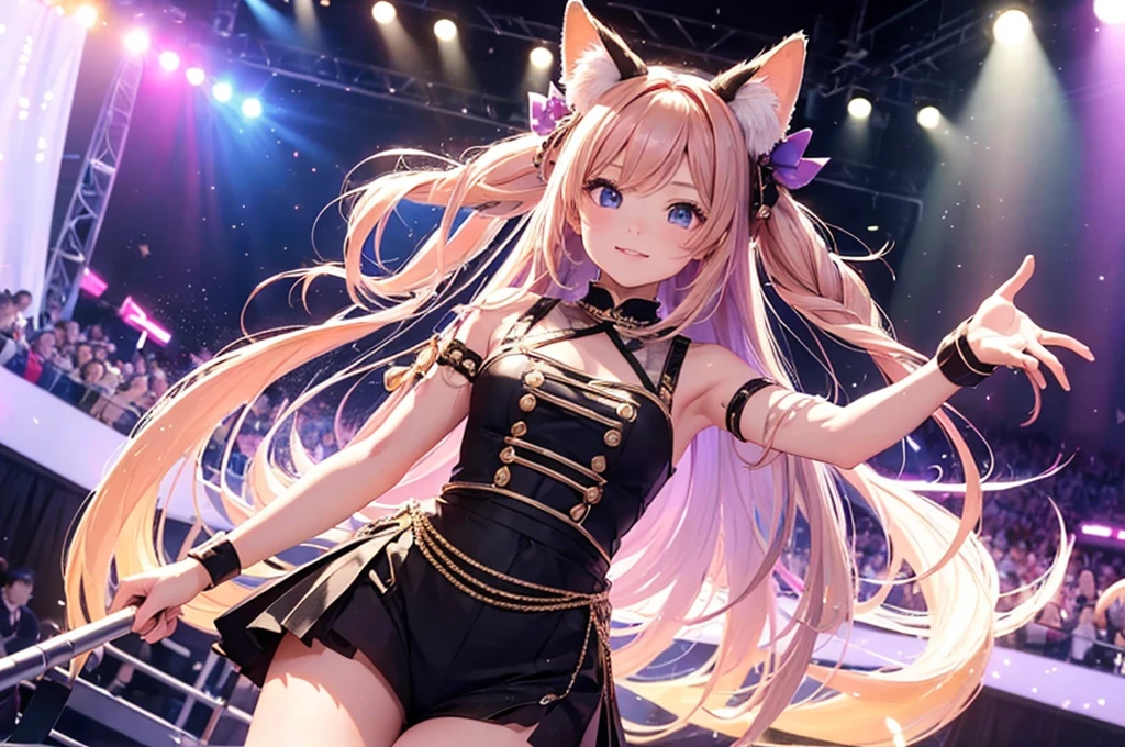 (6member of idols), tween,cute,on stage,enjoy dancing for audience,fox ear hairband,matching outfit,2020s,
won't go out,If he could come out, he would, but he doesn't, I can't come because I can't come, so I can't come, I can't come, so I can't come, so I won't come, do not come,
beautiful lighting, dynamic angle, photographic sharp,