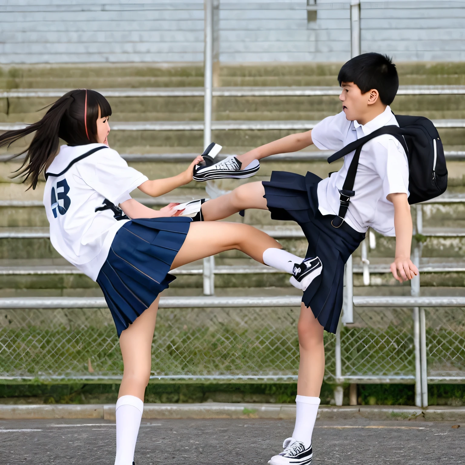 High school girl kicks boy&#39;s genitals