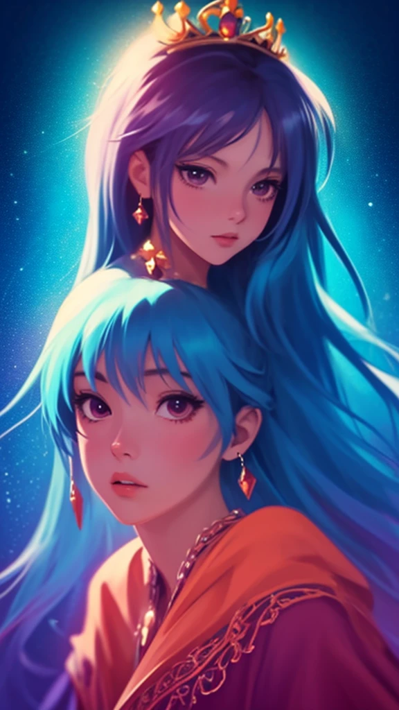 Anime Princess Style,face is a fair and (cool), all picture quality , mystical ,delicate and precise ,detailed background ,colorful picture ,high quality, luxury,Upper body