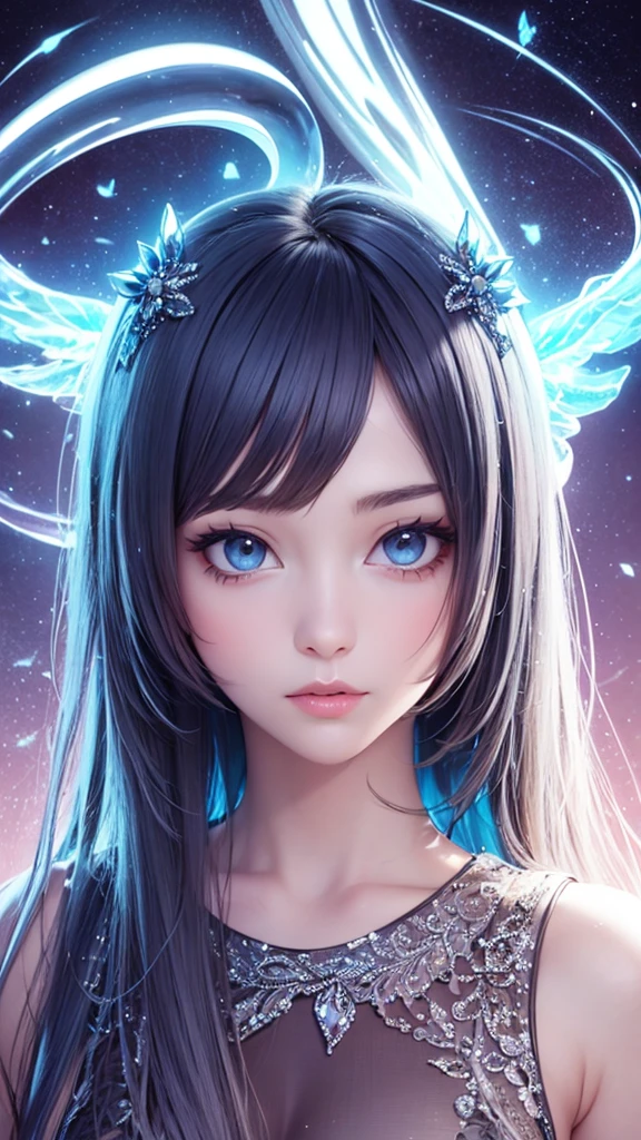 Anime Princess Style，face is a fair and (cool), all picture quality , mystical ,delicate and precise ,detailed background ,colorful picture ,high quality, luxury，Upper body
