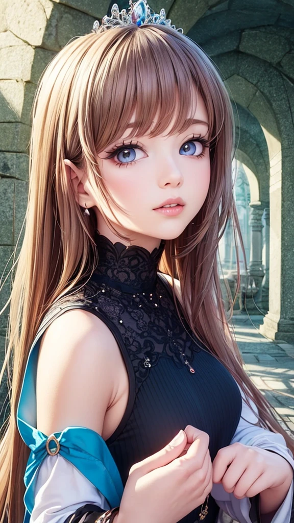 Anime Princess Style,face is a fair and (cool), all picture quality , mystical ,delicate and precise ,detailed background ,colorful picture ,high quality, luxury,Upper body
