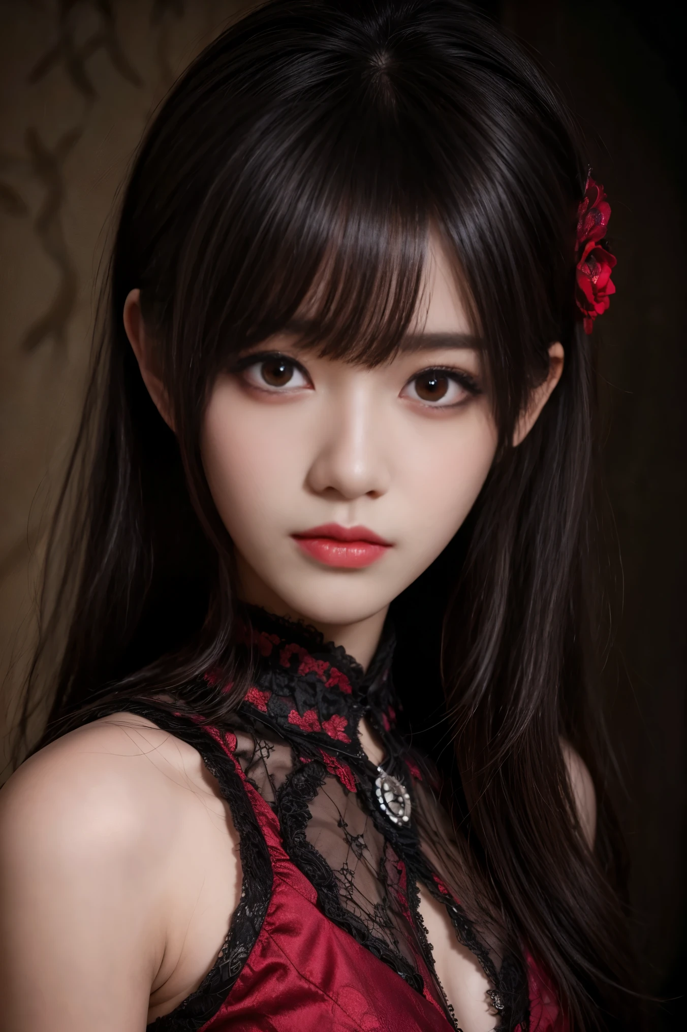 male, black, crimson, Blood, devil, bad, Queen, Very high quality, Very detailed, High quality eyes,