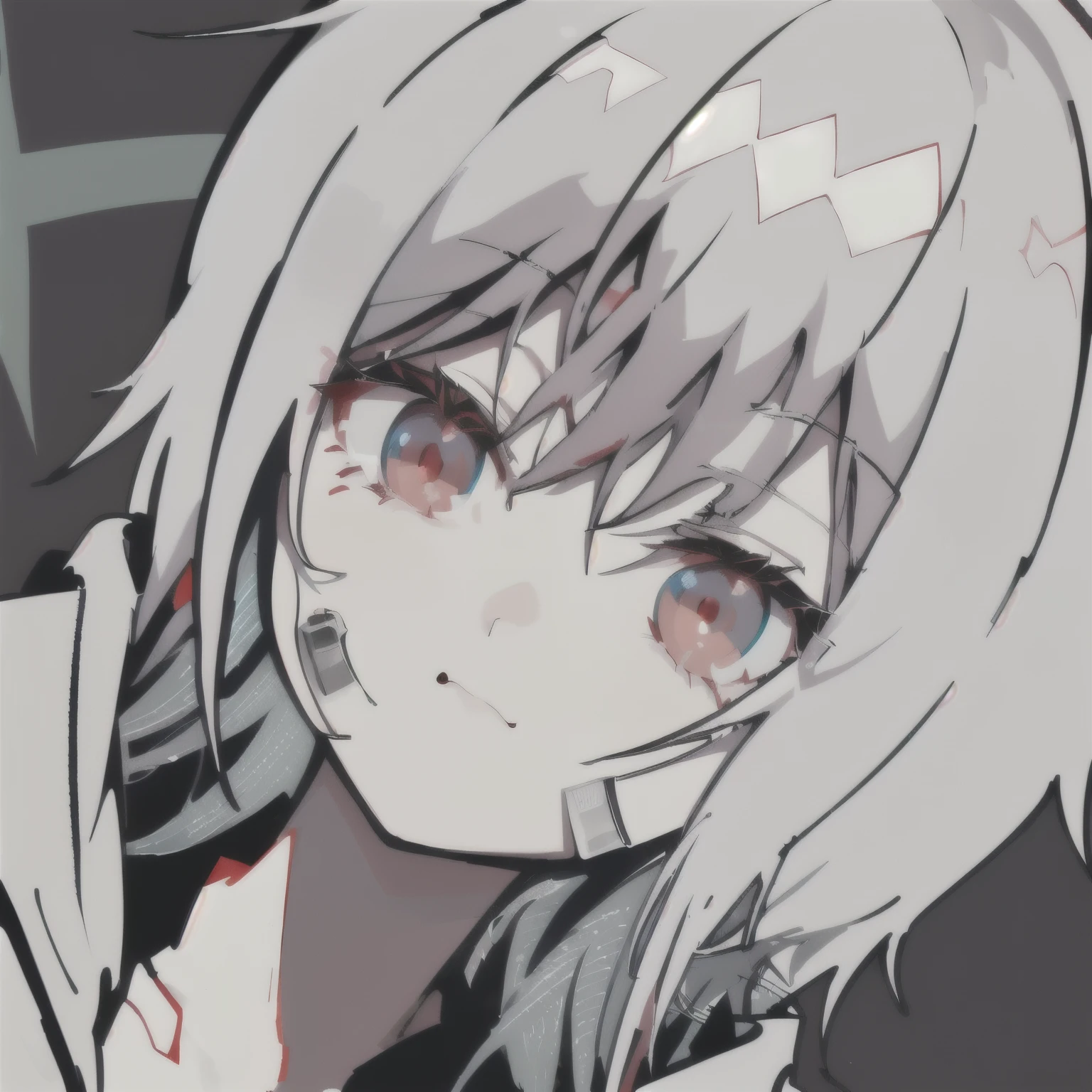 Anime girl with white hair and red eyes staring at something, Gamoyedre, Komaeda Nagito, Gamoyedre grimdark, With glowing red eyes, Meow, Anime cute art style, best anime 4k konachan wallpaper, Ayana, portrait Gamoyedre grimdark, With glowing red eyes, 2D anime style