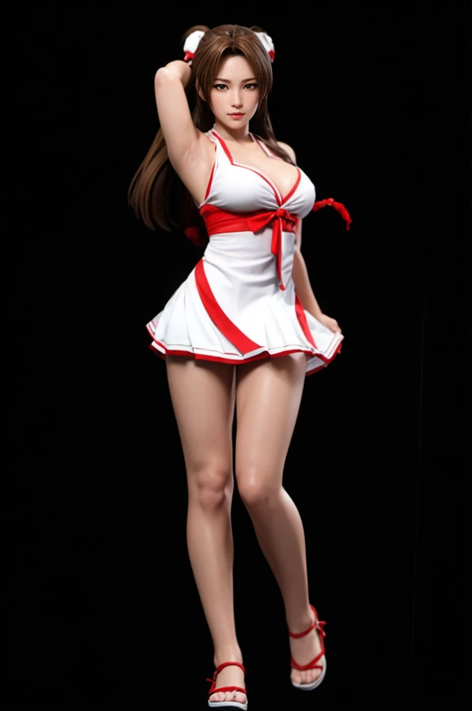"Mai Shiranui", (best quality,ultra-detailed),(Realistic:1.37), beautiful and detailed face, Ultra-realistic texture, delicate face, athletic body, 4k ultra-HD.
