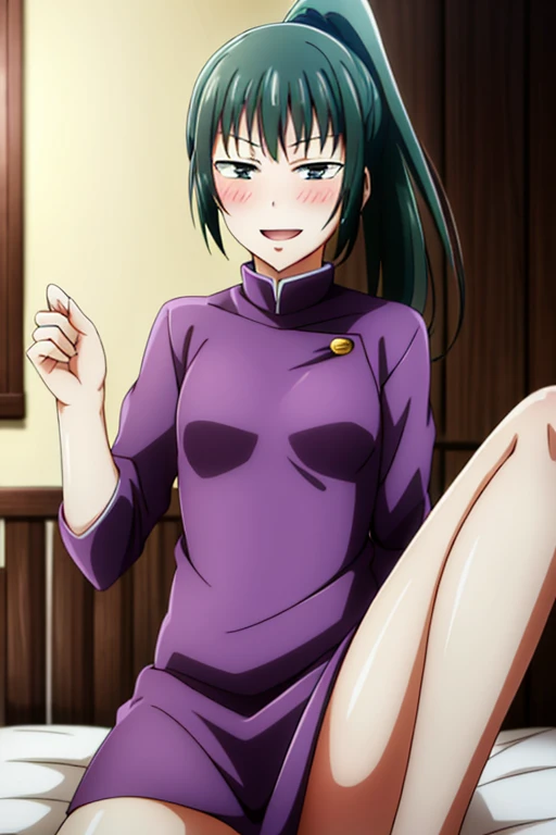 ((highest quality)), ((masterpiece)), (be familiar with), Perfect Face, indoor, Bedroom, Watching the audience,
One woman, Zenyuan Maki,
Open Mouth, Ecstatic expression, blush, smile,
Small breasts, Flat Chest, Young Girl, , , Girl,
Long Hair, ponytail,
Leg spread,