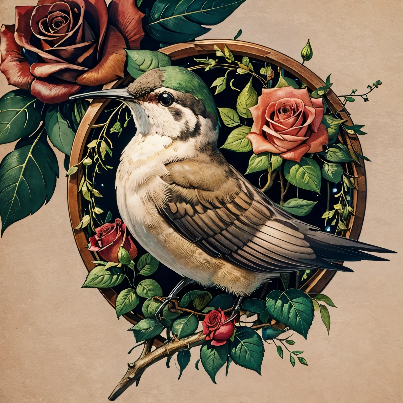 Logo of a rose and a hummingbird 