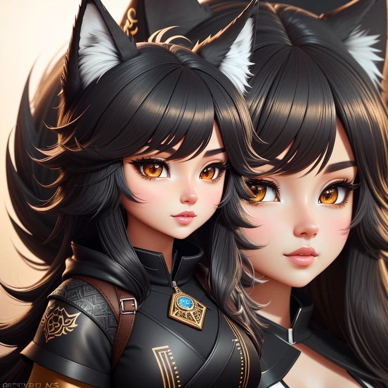 (Wolf), with black and beige,
Cute and detailed digital art,
Lovely digital painting,
Cute character, 3D, Rendering,
3D cartoon character,
Adorable digital art,
Cute character,
4k fesolution,
Higly detailed character design,