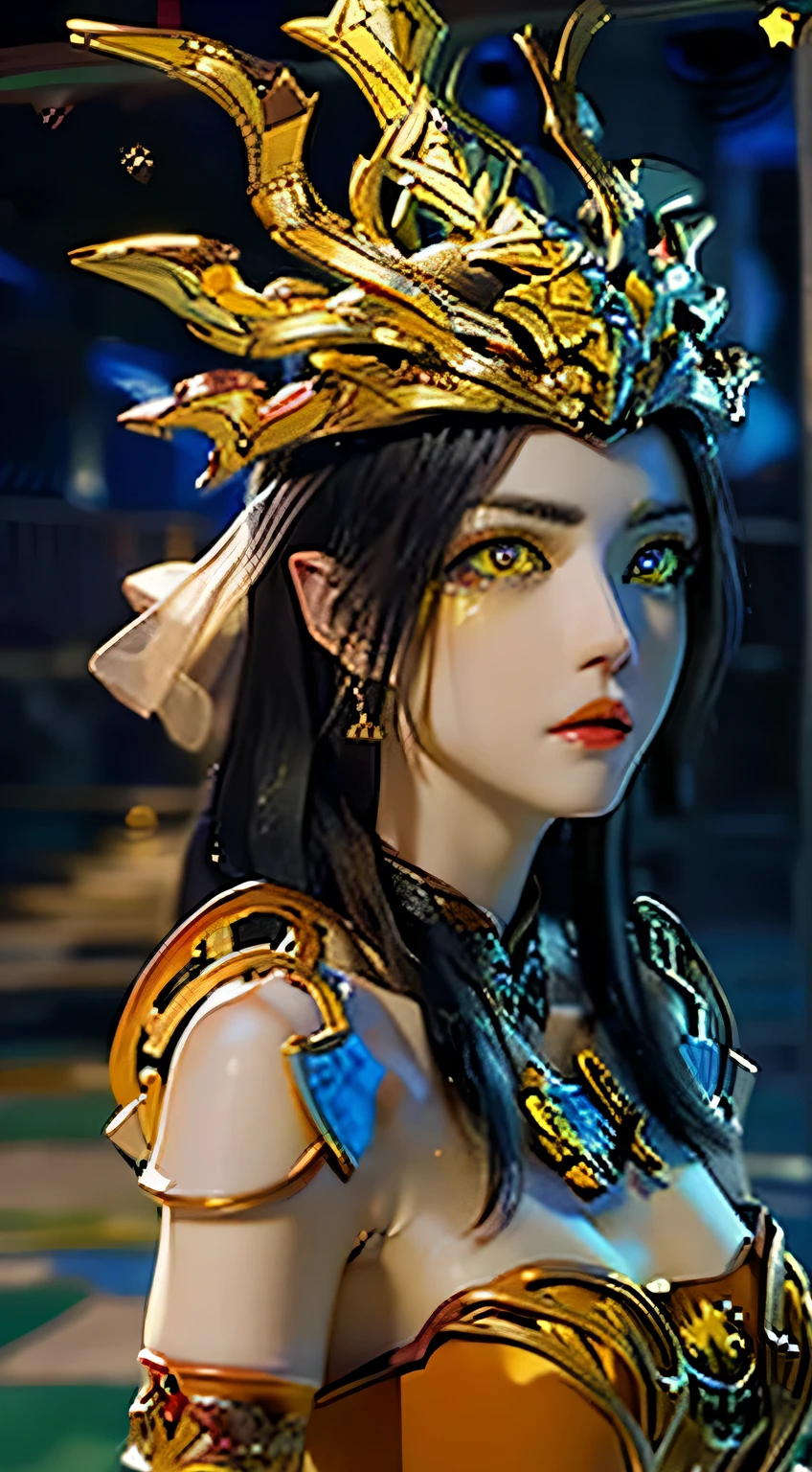 best quality, masterpiece, highres, 1girl, lingerie china armor, hair ornament, necklace, jewelry, Beautiful face, upon_body, tyndall effect, photorealistic, dark studio, rim lighting, two tone lighting, (high detailed skin:1.2), 8k uhd, dslr, soft lighting, high quality, volumetric lighting, candid, Photograph, high resolution, 4k, 8k, Bokeh, medium breasts, (light pink lips),(gigantic breasts:1)